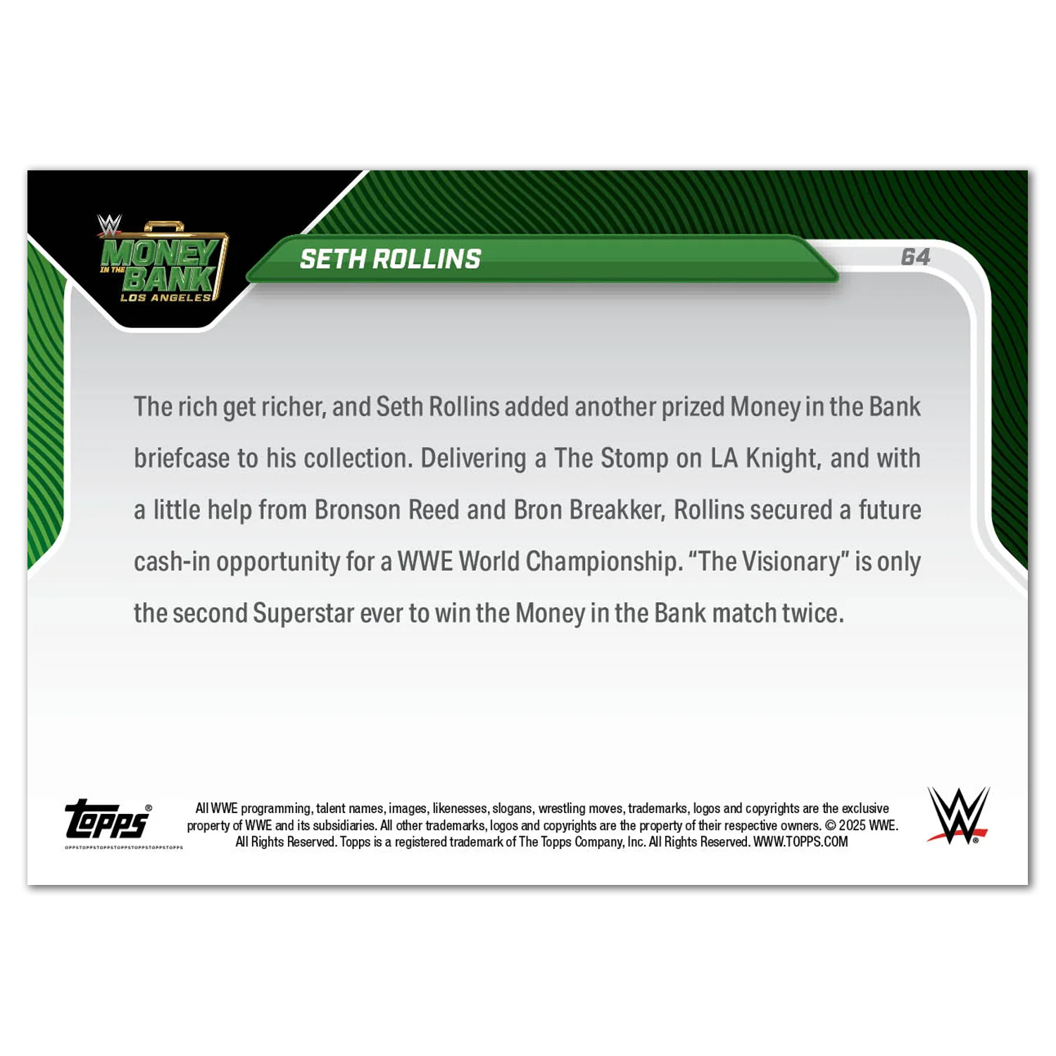 Seth Rollins - 2025 WWE Topps NOW® - Card 64