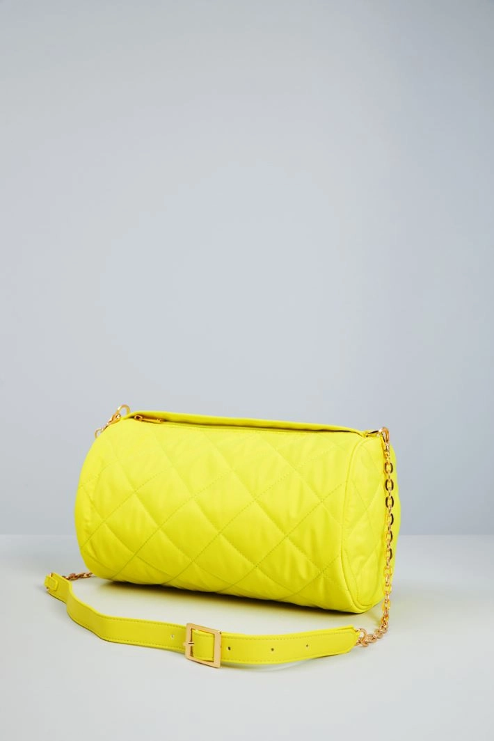 Satin cylinder bag - FLUO YELLOW GOLD