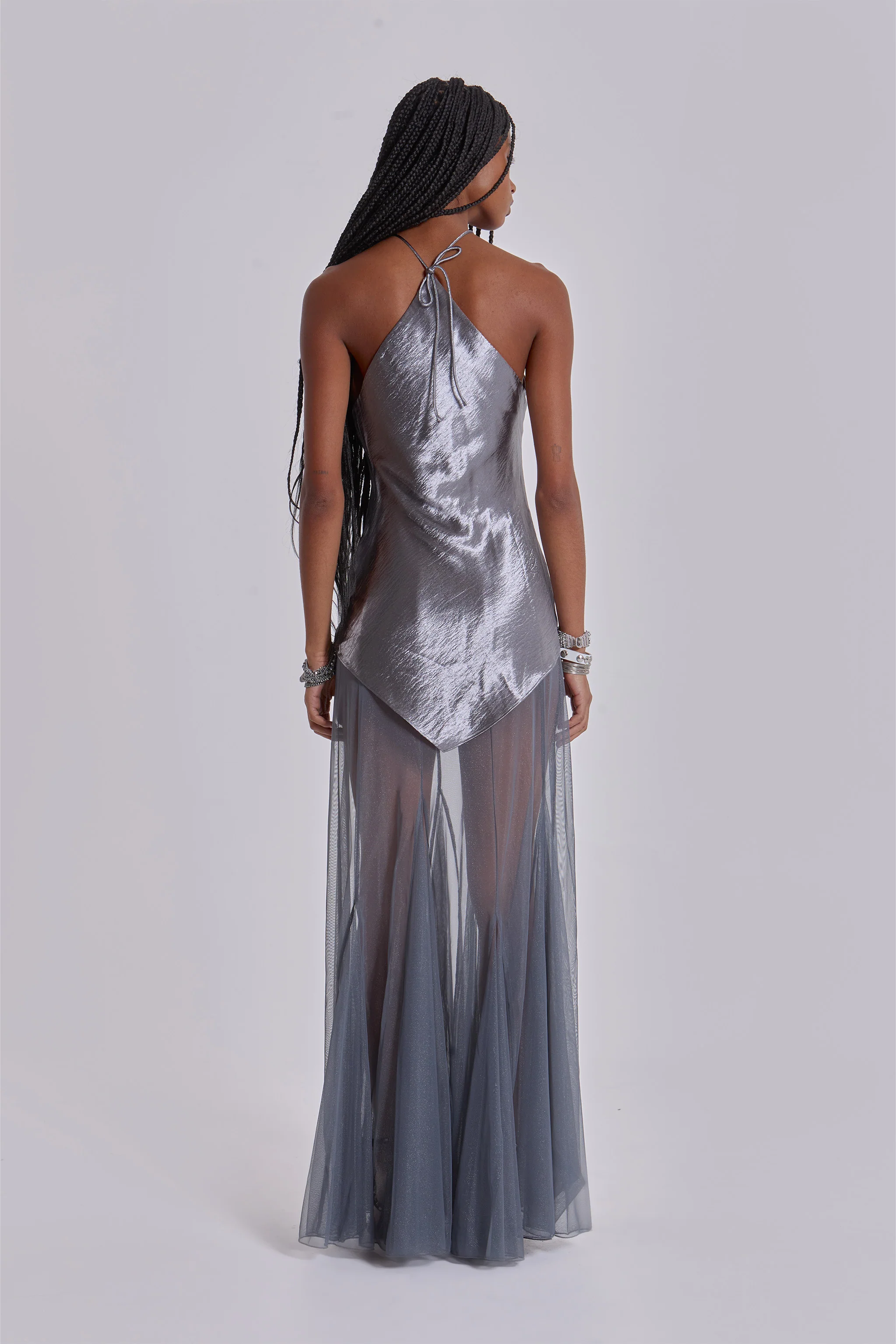 Talassa Maxi Dress with Real Feather
