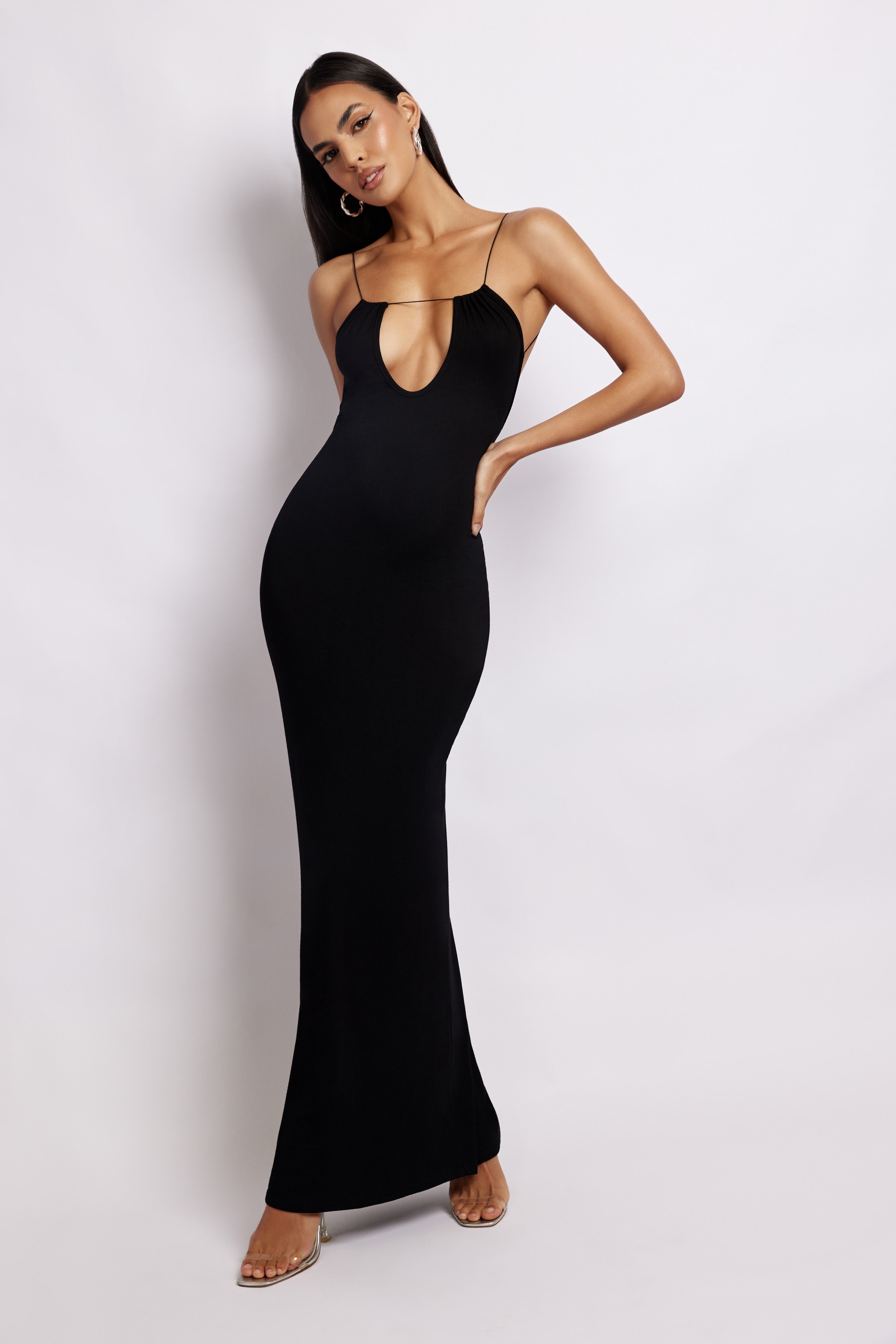 MESHKI Kirsty Strappy Circle Cutout Maxi Dress - Black