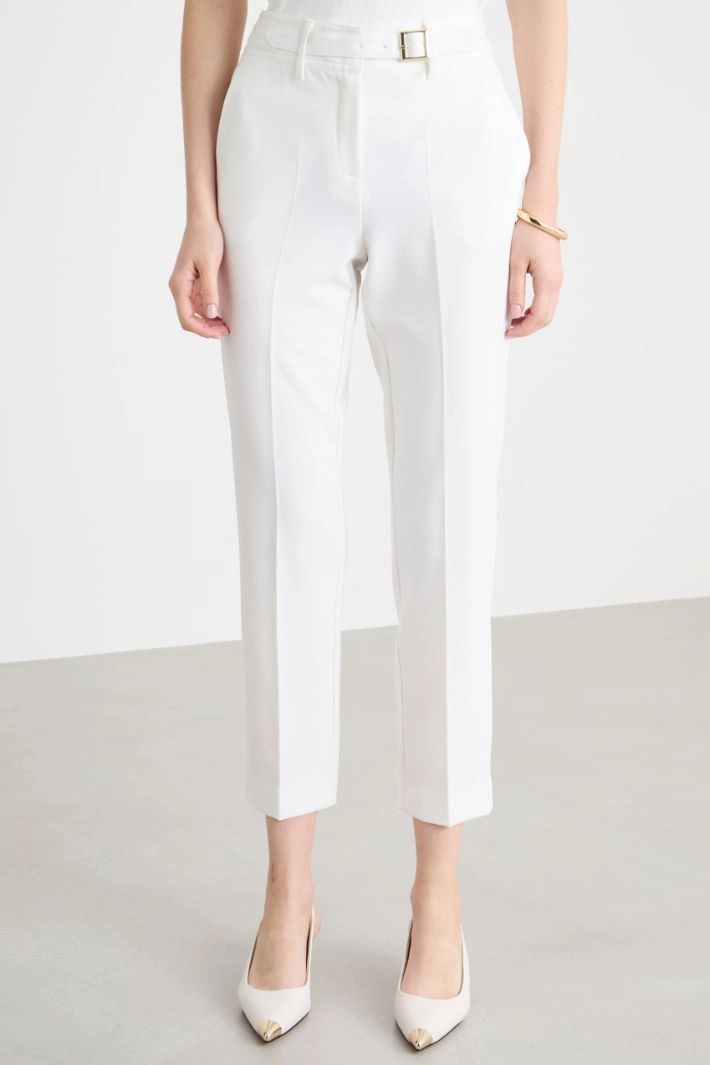 Belted cigarette trousers - WHITE