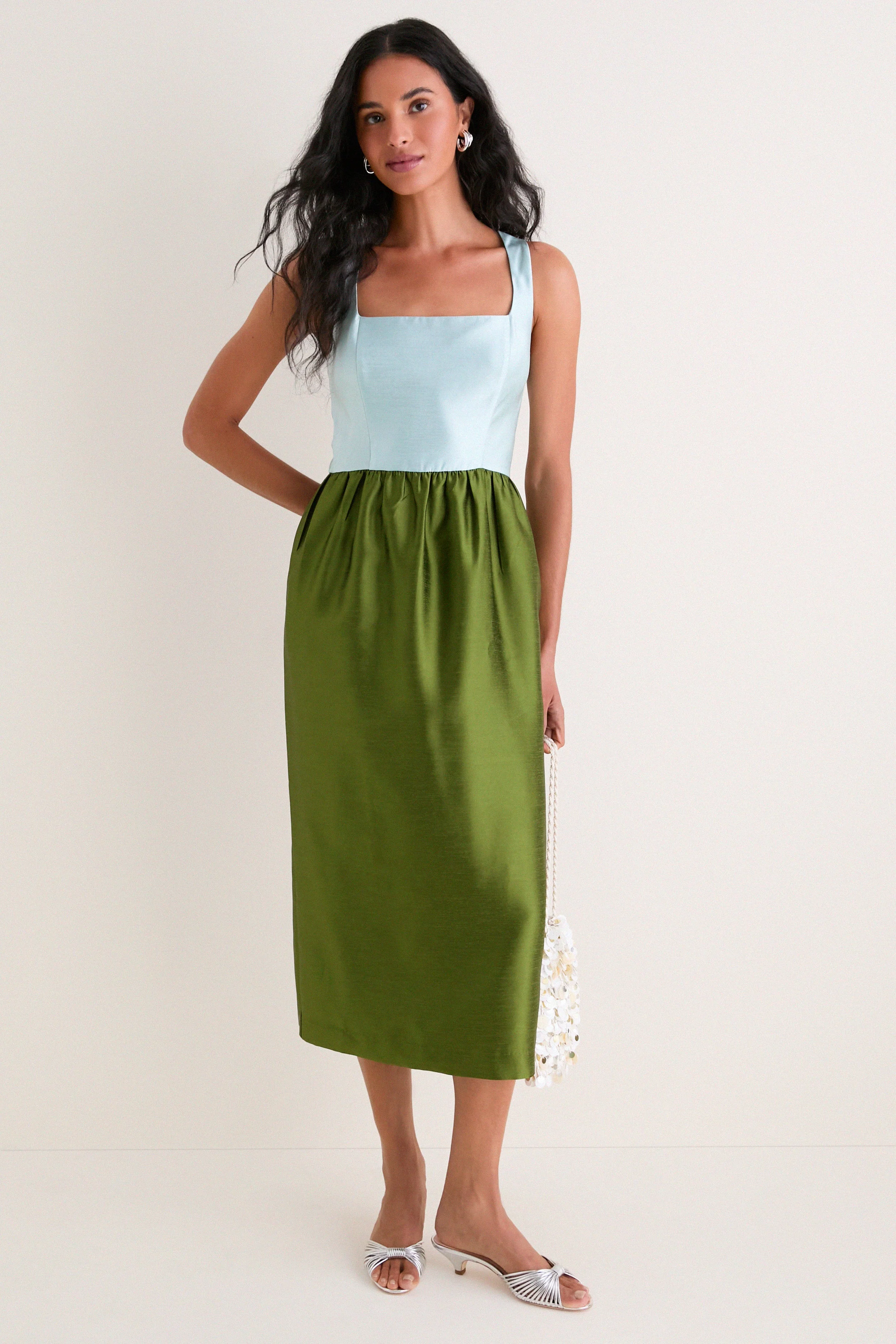 Colorblock Dupioni Brigitte Dress