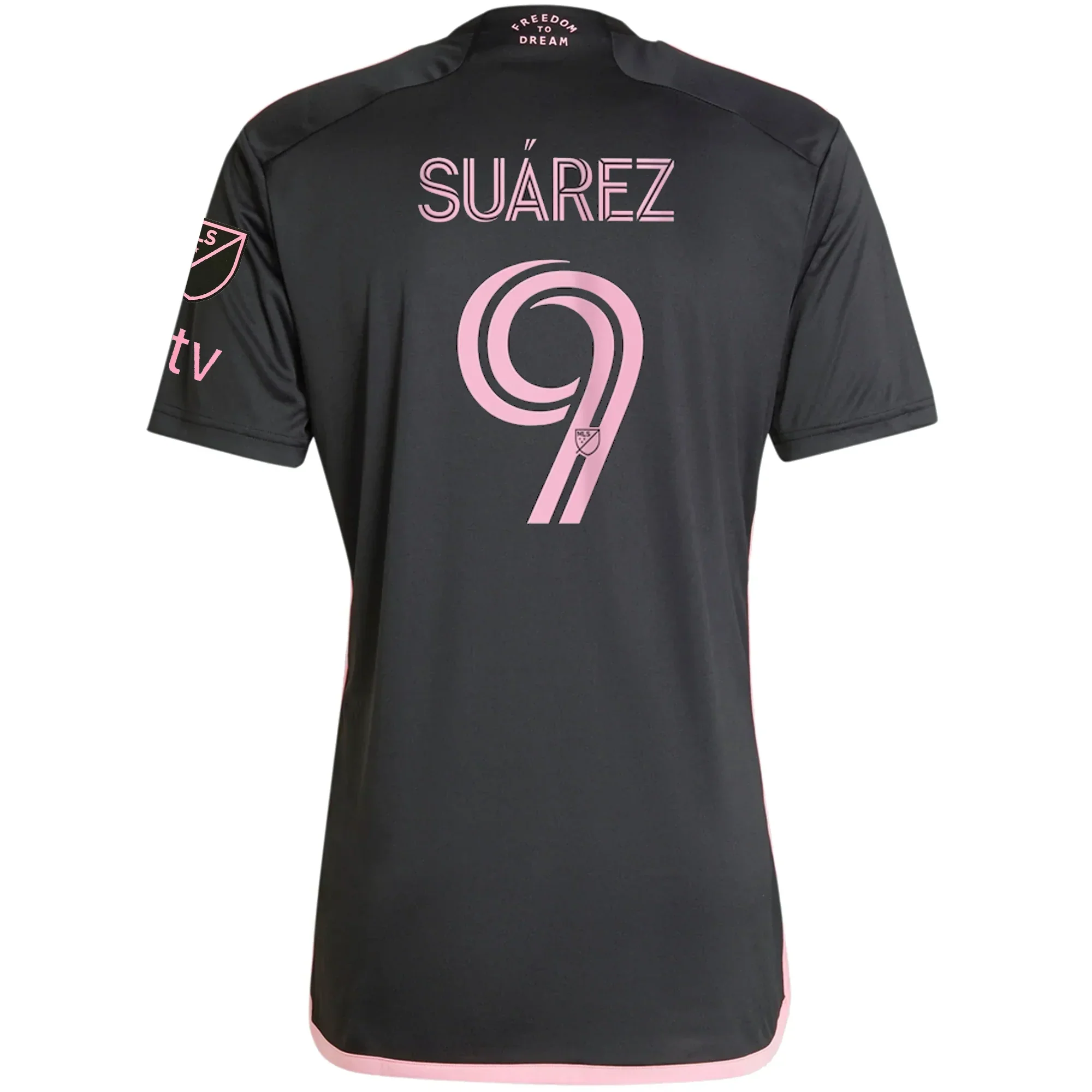 Inter Miami Luis Suarez Royal Caribbean Away Jersey w/ MLS + Apple TV Patches 23/24 (Black/Bliss Pink)