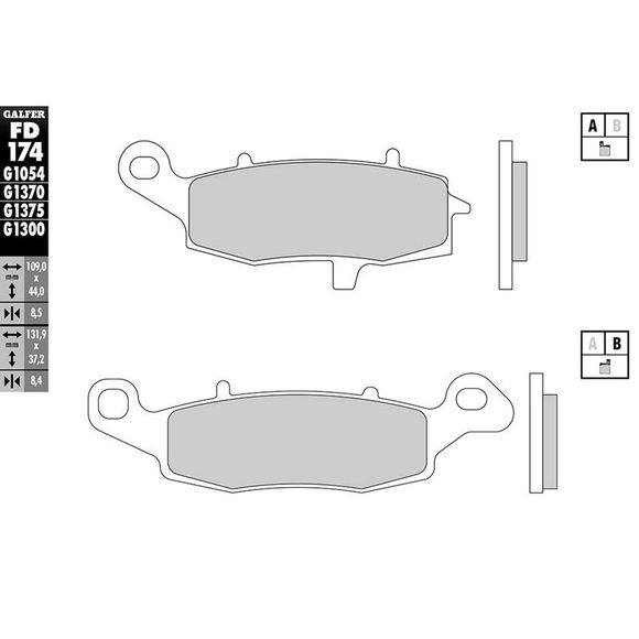 Galfer Sintered Metal Brake Pads Front/Front Left (depending on model)Ref: FD174G1054
