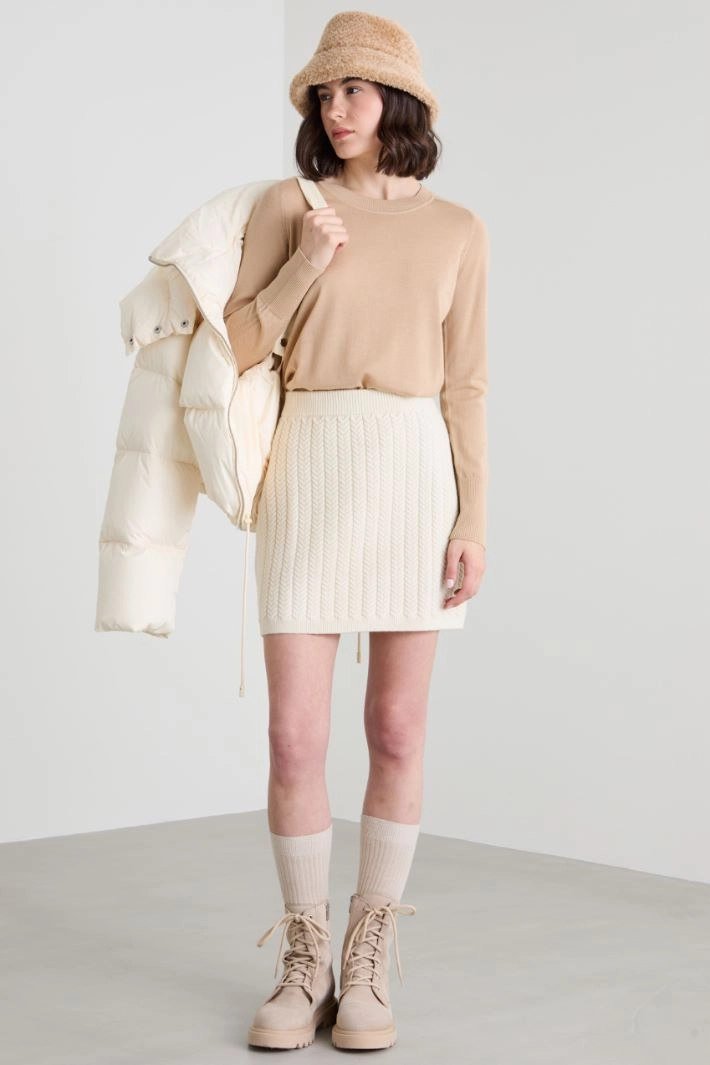 Soft knit mini skirt - CREAM
