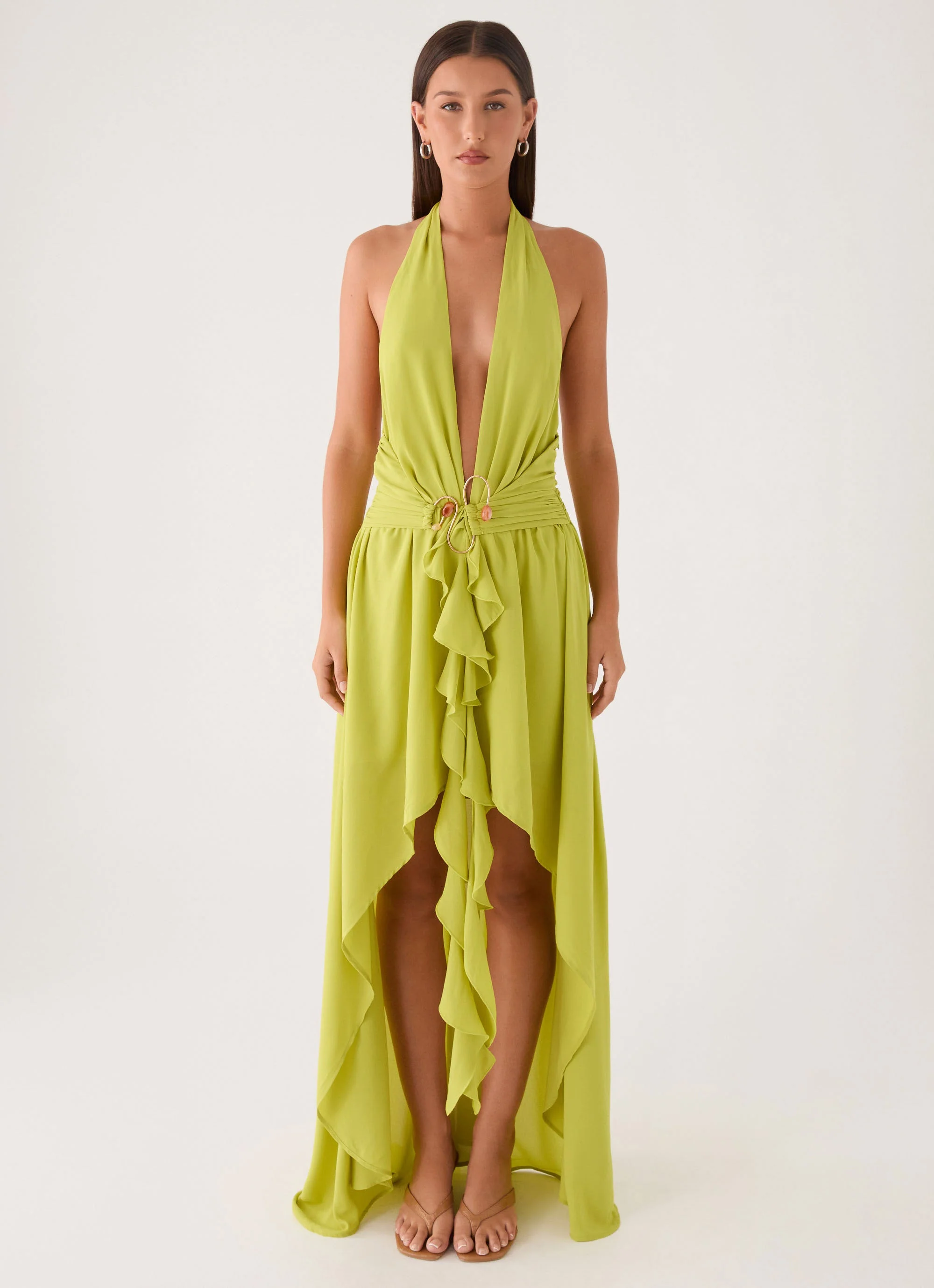 Sinead Halter Maxi Dress - Lime