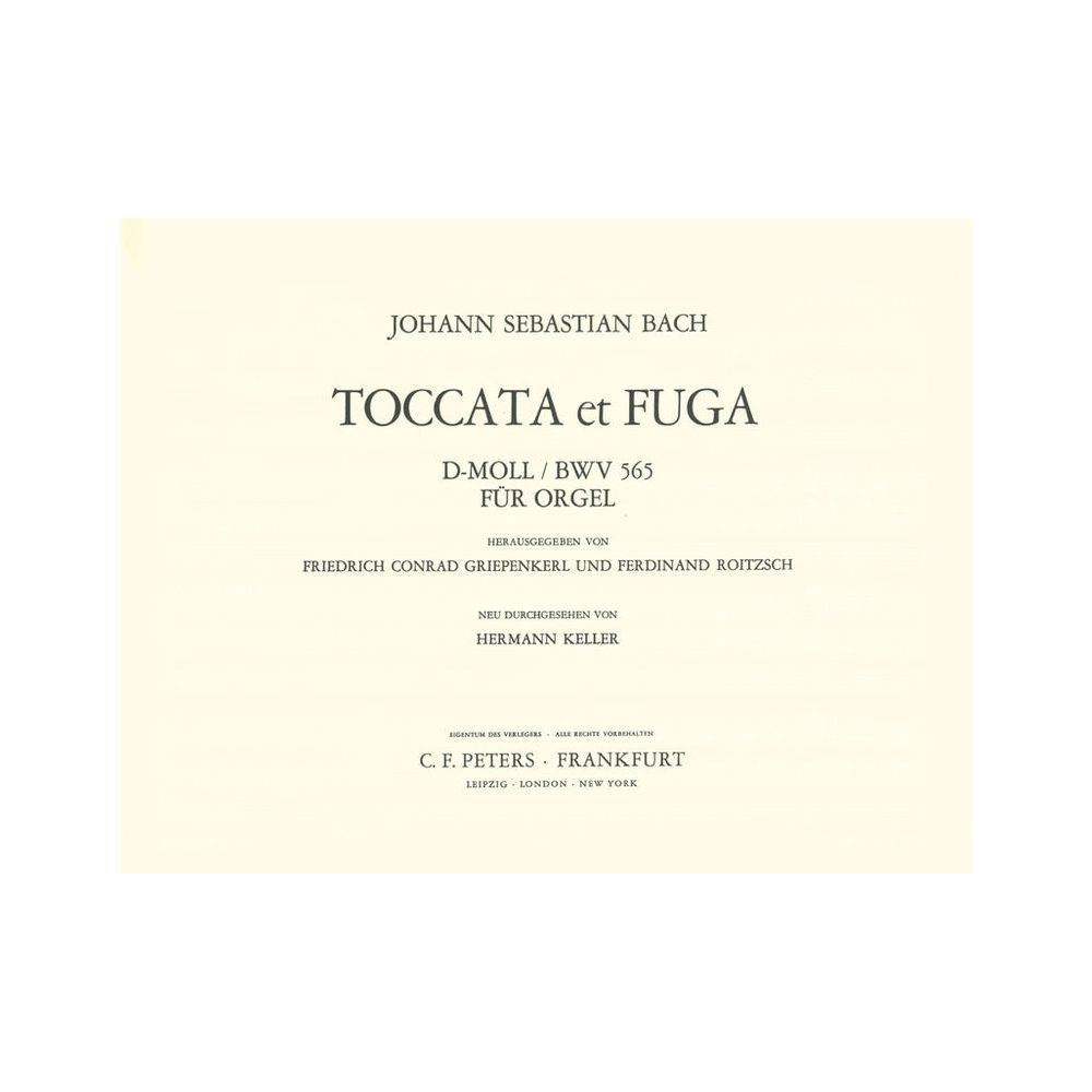 Edition Peters Bach Toccata Und Fuge BWV 565 – Thomann Ireland
