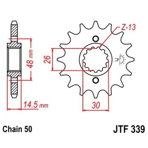 JT. steel countershaft sprocket, anti-noise 339 - 530Ref: Jtc01735A / 1074283003