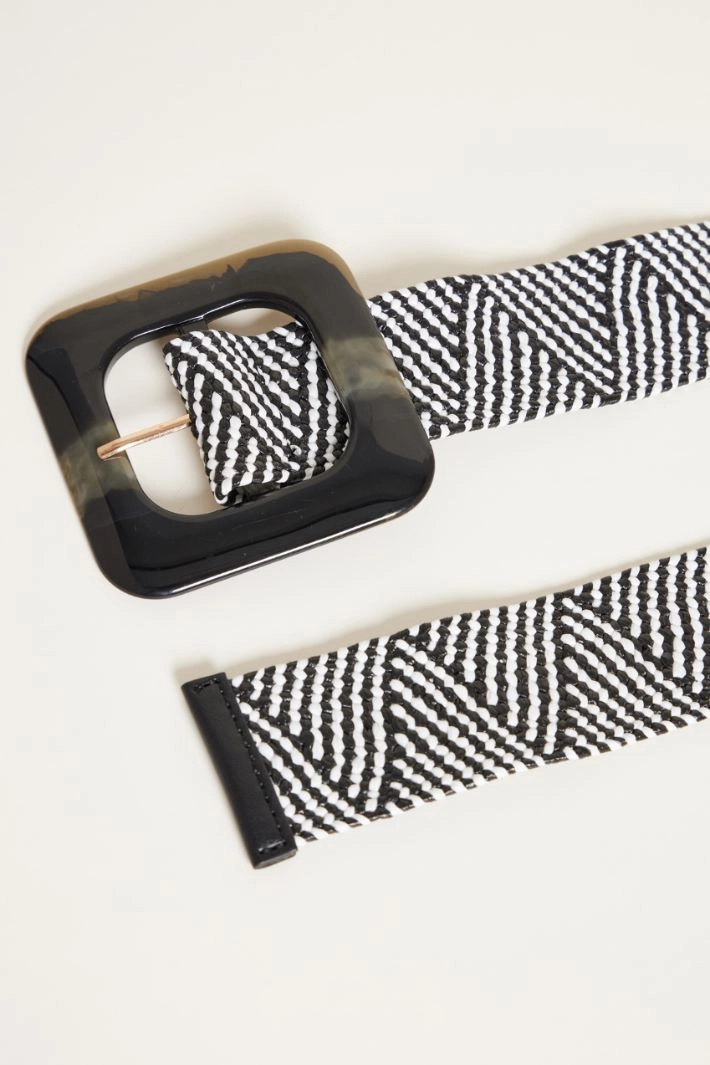 Raffia-effect belt - WHITE BLACK