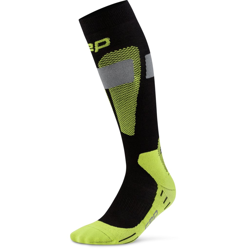 CEP Ski Merino Tall Compression Socks Women - black/lime