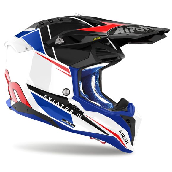 Casque cross Airoh AVIATOR 3 - PUSH 2025 - Bleu / RougeRef : AR1225