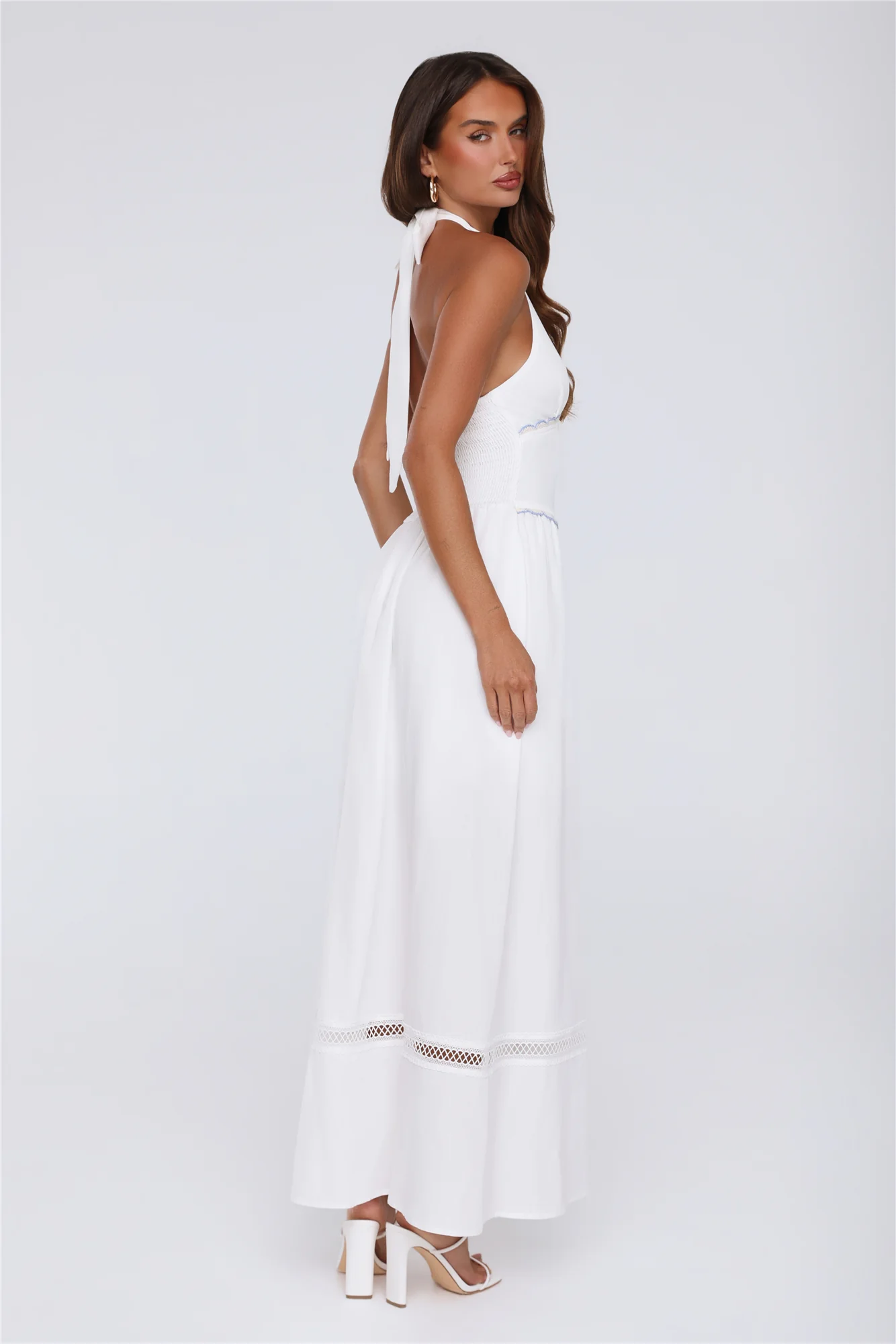 Pastel Promises Halter Maxi Dress White