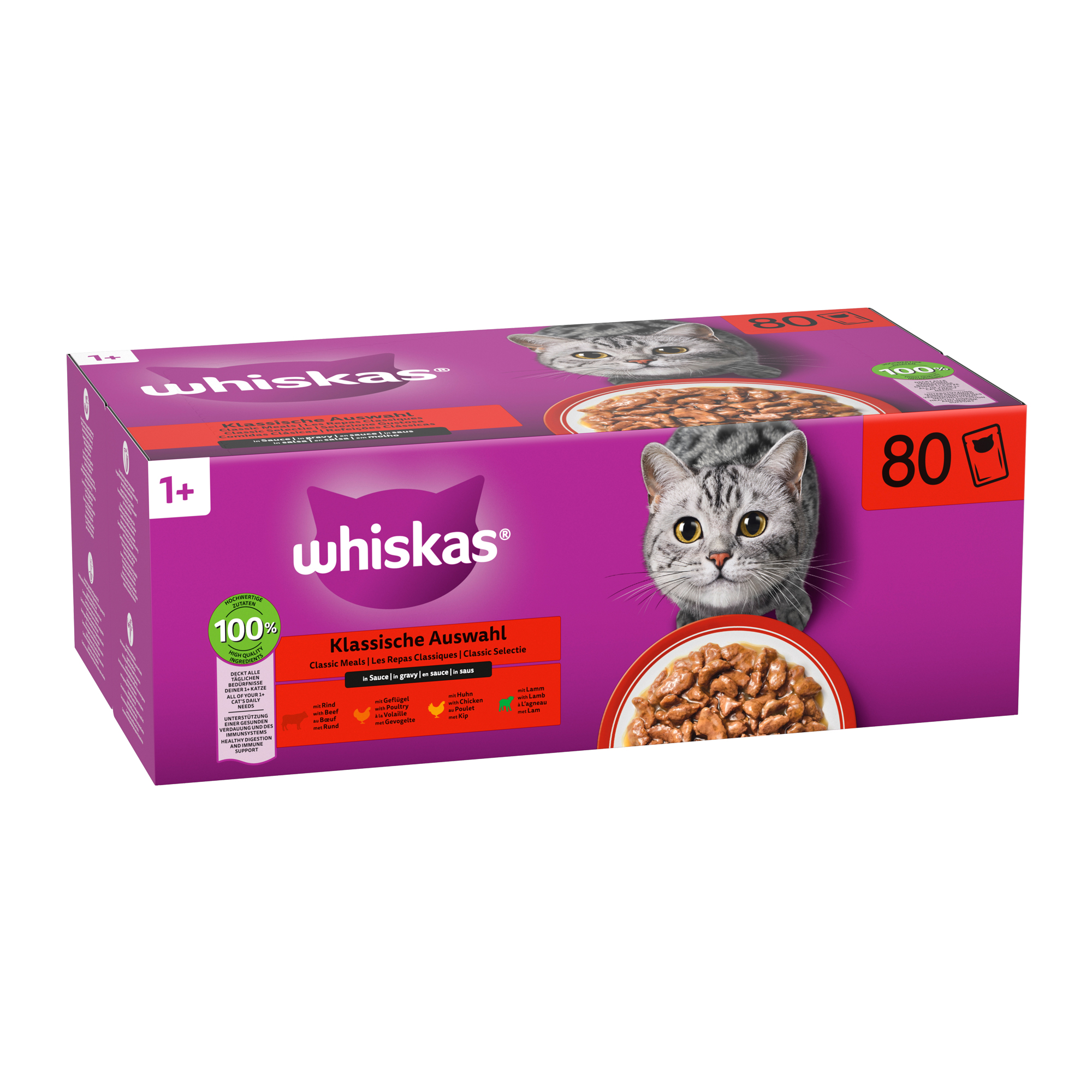 Whiskas 1+ Classic Selection in Gravy - 80 x 85 g