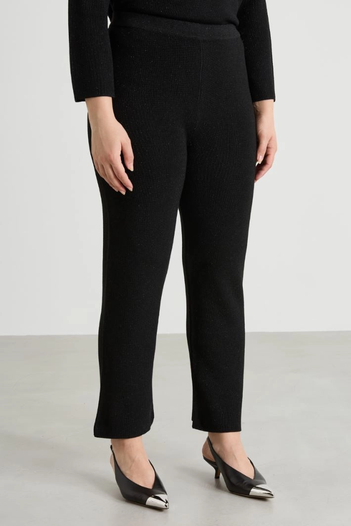 Lamé viscose and wool trousers - BLACK