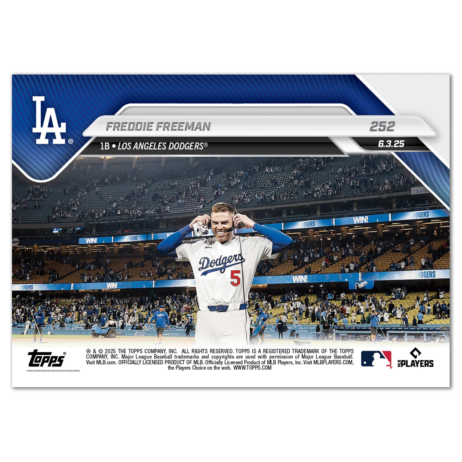 Freddie Freeman - 2025 MLB Topps NOW® - Card 252