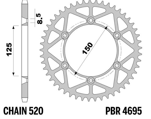 PBR Lightweight Steel Sprocket - 520 52-toothRef : PBR01686A / 1152967003