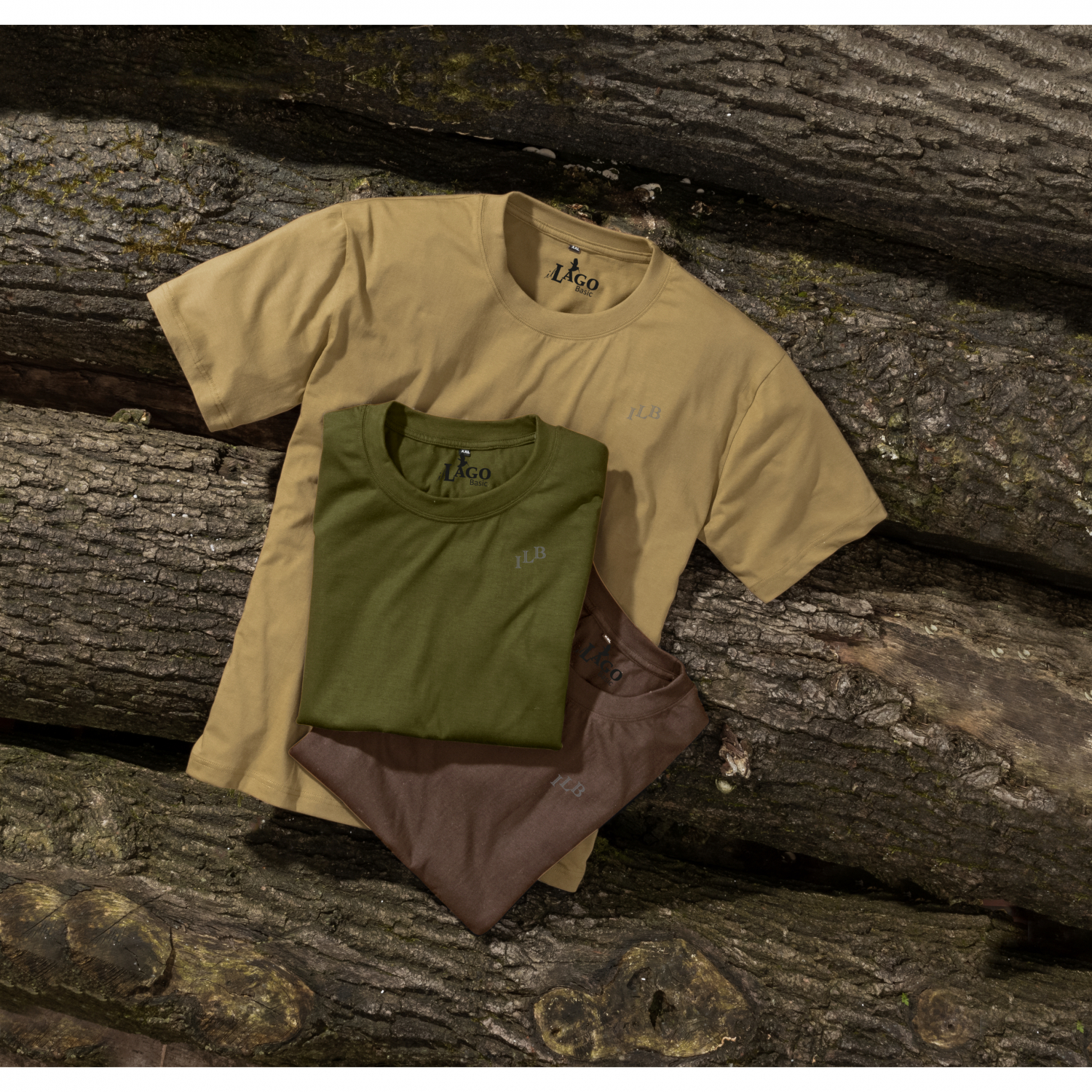 il Lago Basic Set Of 3: T-Shirts Men (Olive\/Beige\/Brown)