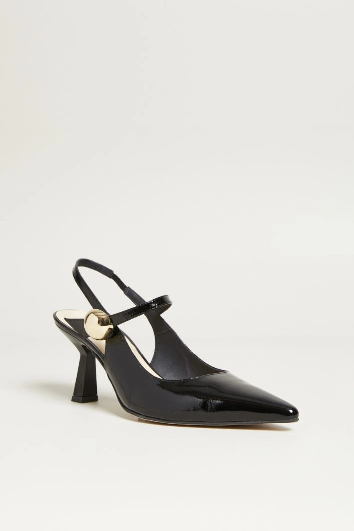 Slingback with maxi-button - BLACK