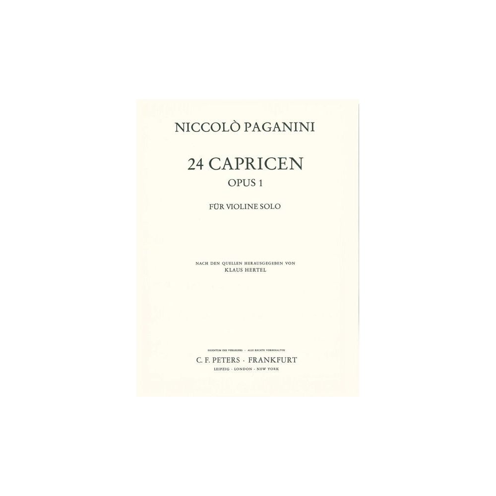 Edition Peters Paganini 24 Capricci Violin – Thomann Ireland