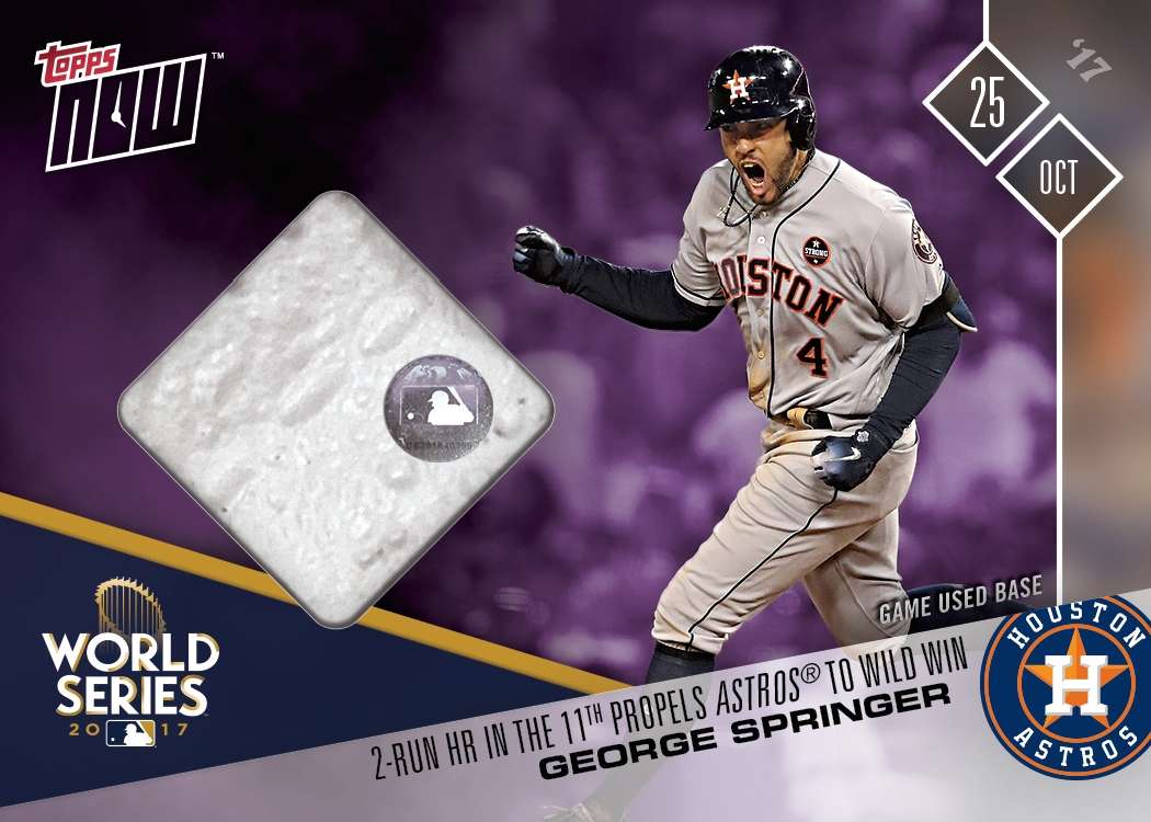 Game-Used Base Card # to 25 - George Springer 2-Run HR in 11th Propels Astros To Win - TOPPS NOW®