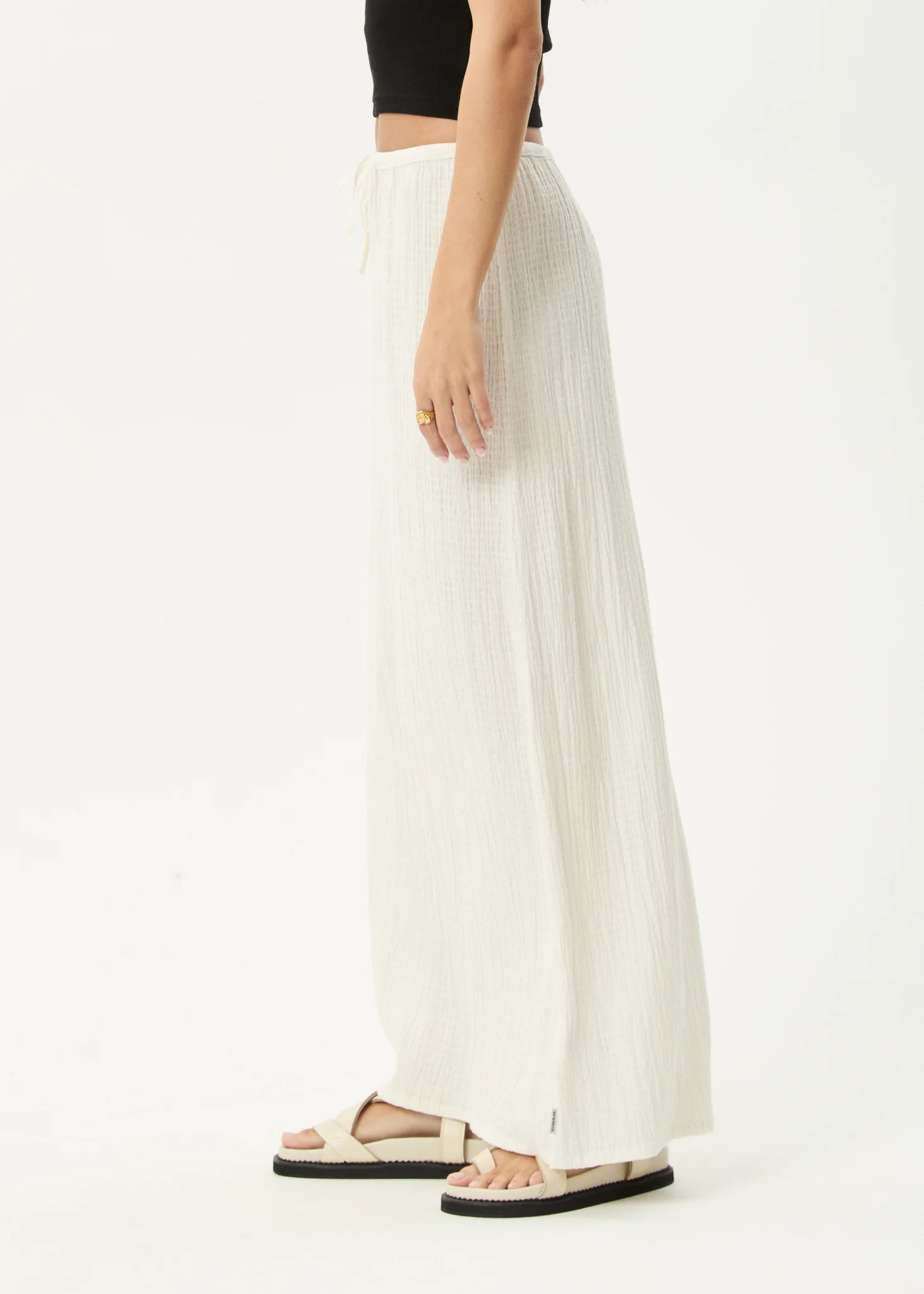 AFENDS Womens Frida - Seersucker Maxi Skirt - Off White