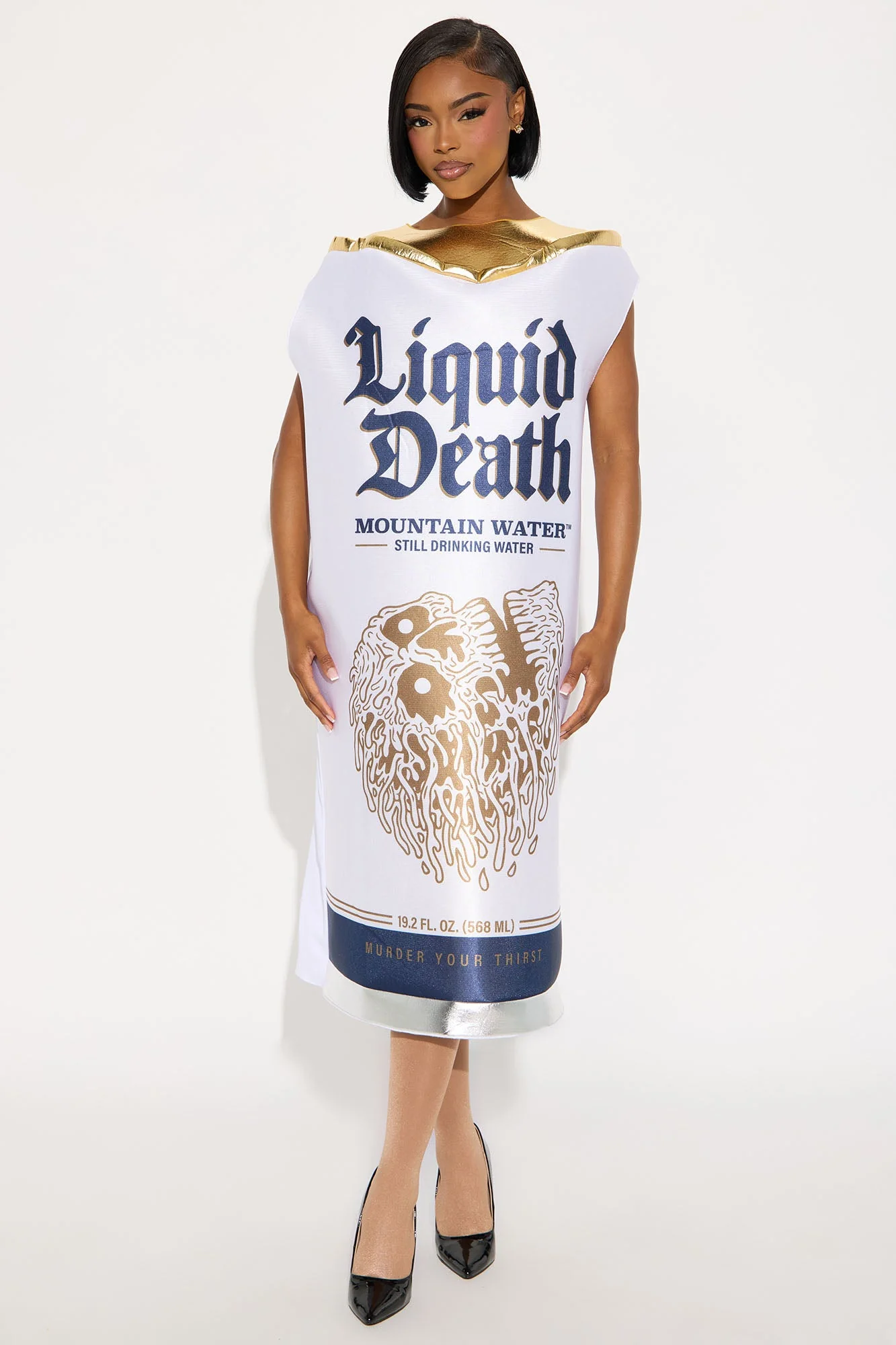 Liquid Death Still Water Can Costume - White/combo