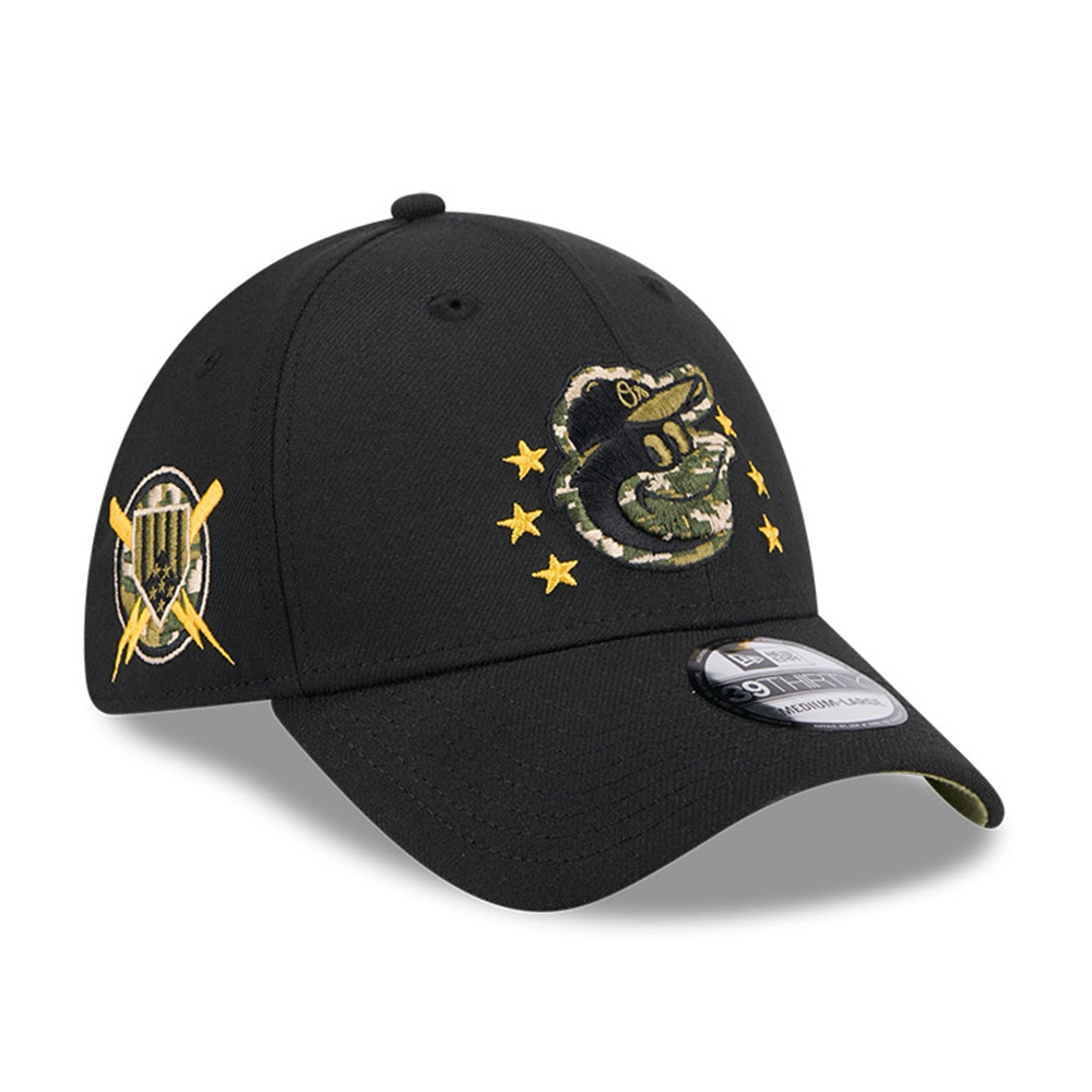 Baltimore Orioles 2024 MLB Armed Forces New Era 39THIRTY Flex Cap Black