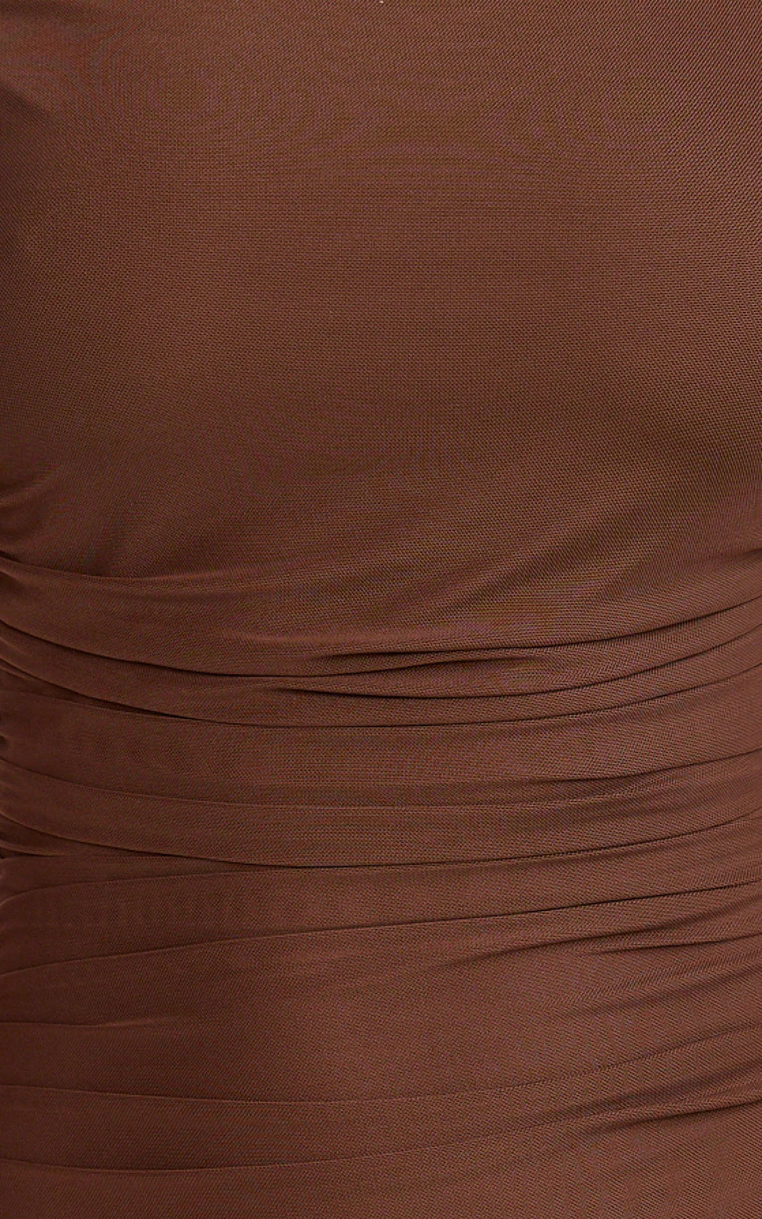 Judee Midi Dress - One Shoulder High Side Split Dress in Chocolate