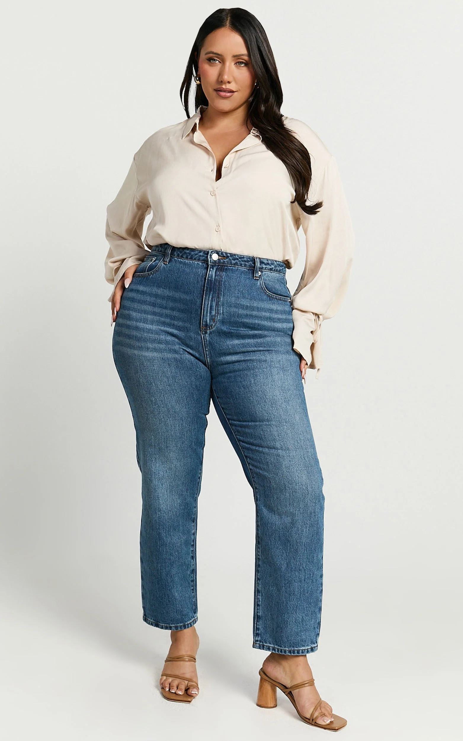 Billie Jeans - High Waisted Recycled Cotton Mom Denim Jeans in Dark Blue Wash