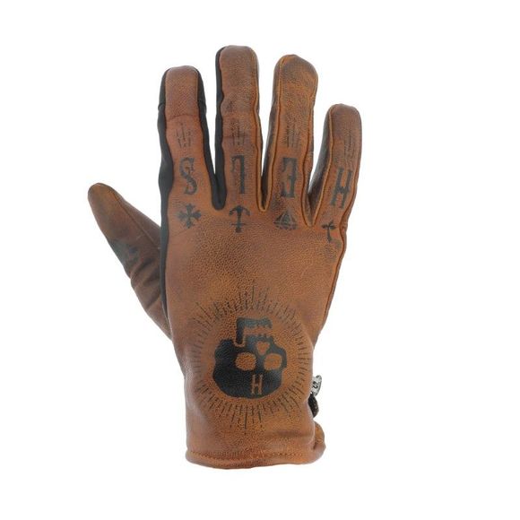 Helstons kustom skull gloves - brownRef: HS1042