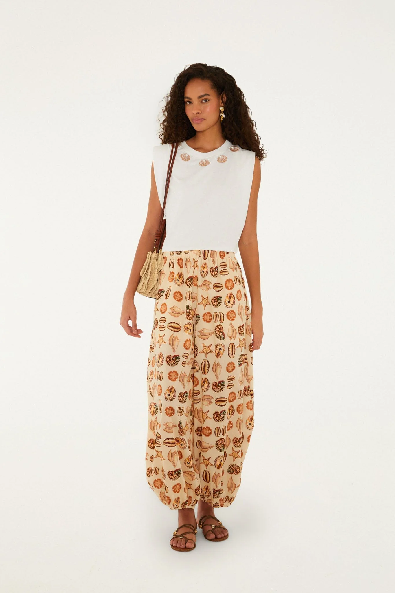Off-White Seashell Embroidery Padded Shoulders T-Shirt