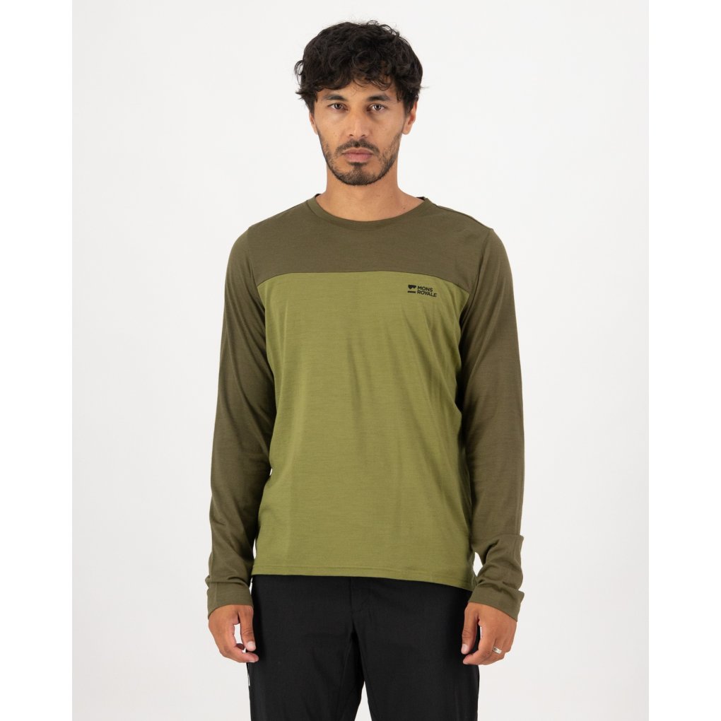 Mons Royale Diversion Merino Bike Long Sleeve Jersey Men - fern / olive