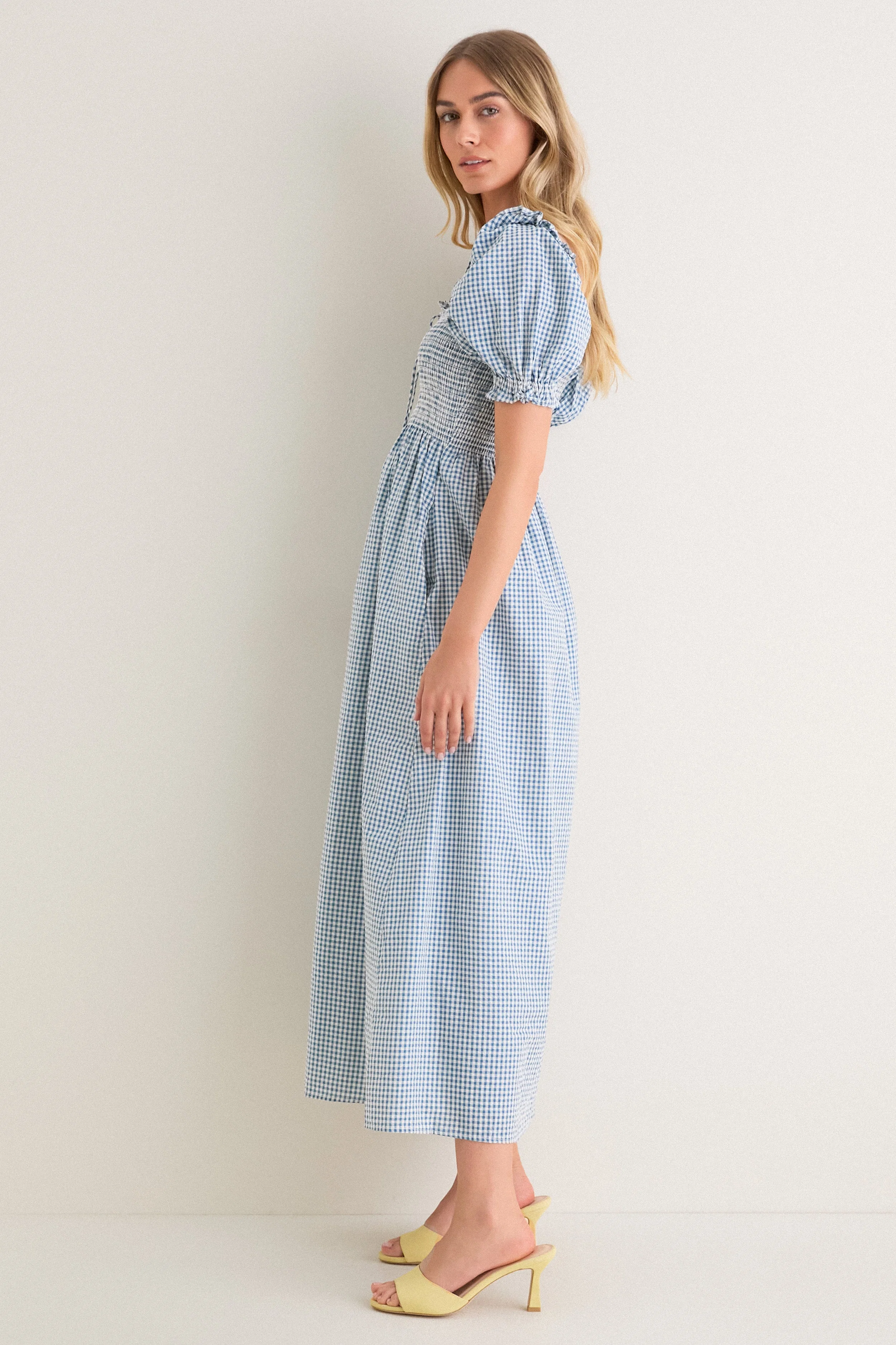 Teal Gingham Scarlett Midi Nap Dress