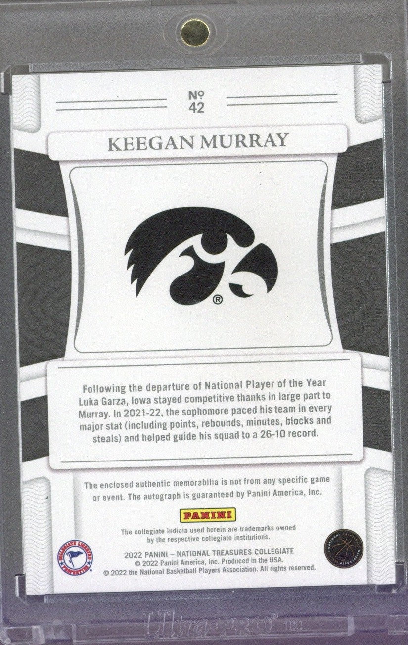 2022 Panini National Treasures Keegan Murray Patch Autograph #42 /10