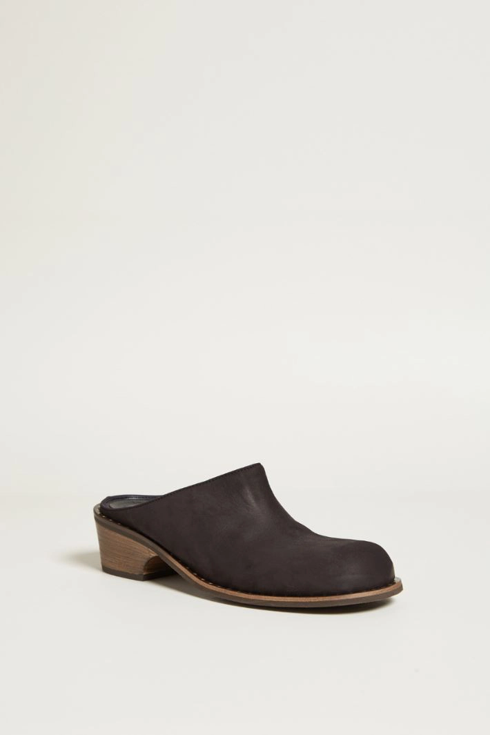 Sabot with wooden sole - BLACK