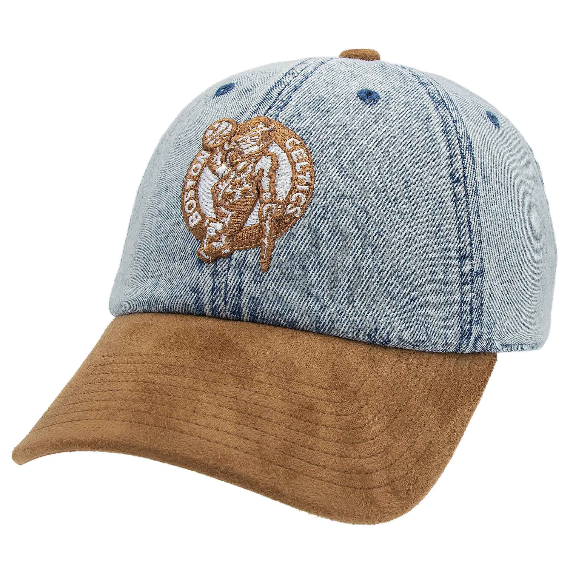 Boston Celtics Denim Suede 1904 Strapback NBA Cap Blue/Brown