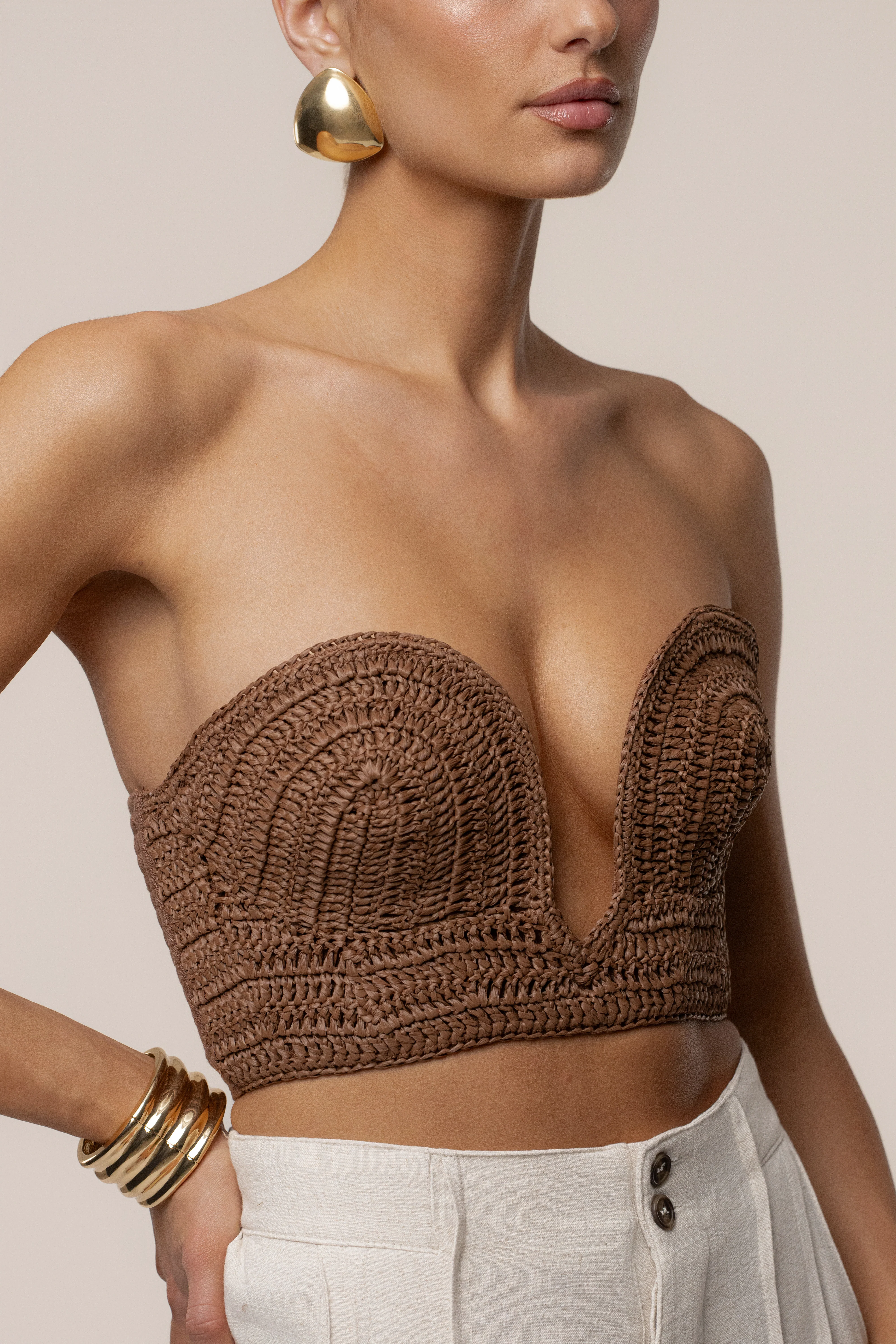 Brown Sail Away Texture Bustier