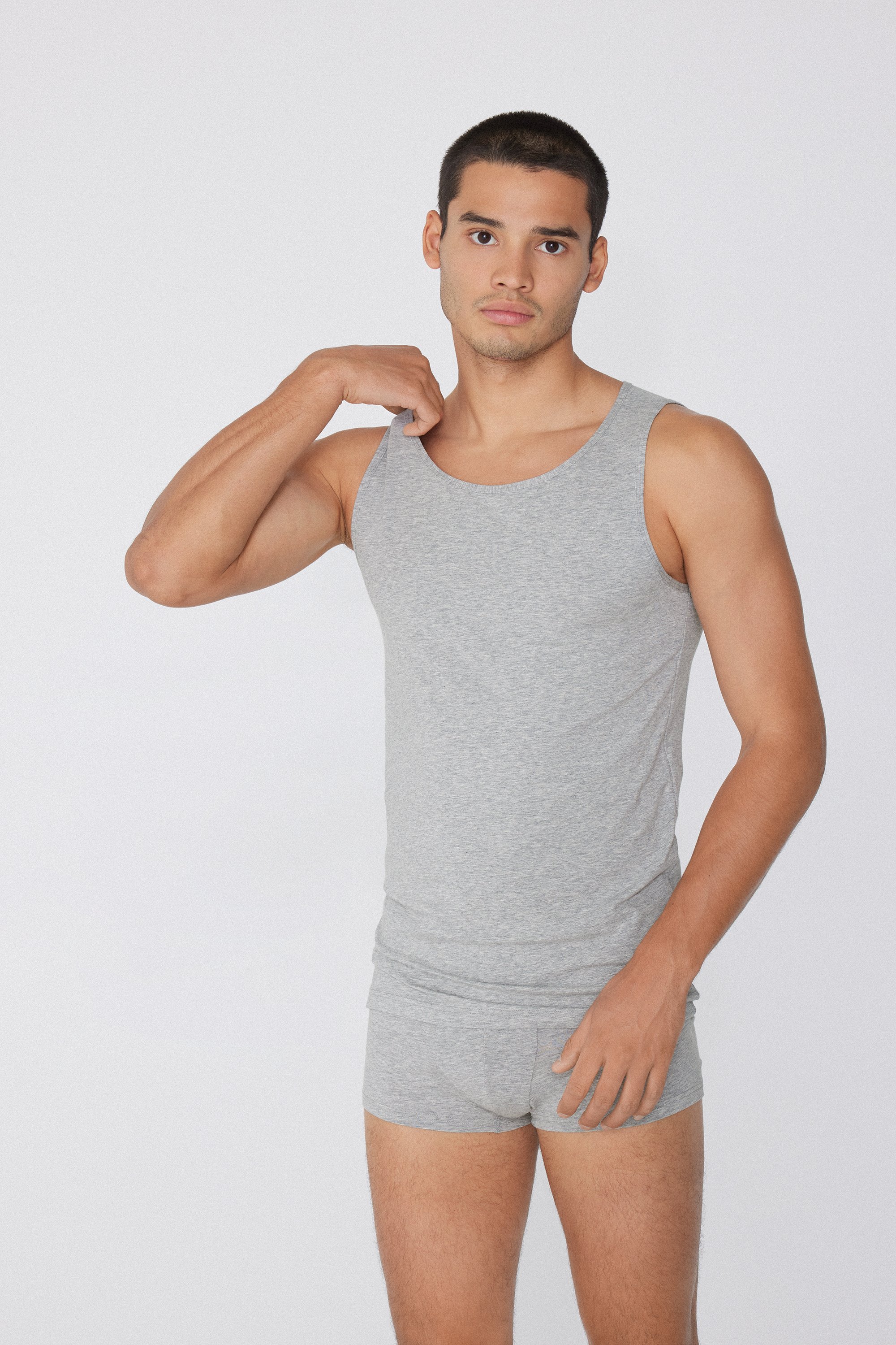 Stretch Cotton Vest with Wide Shoulder Straps