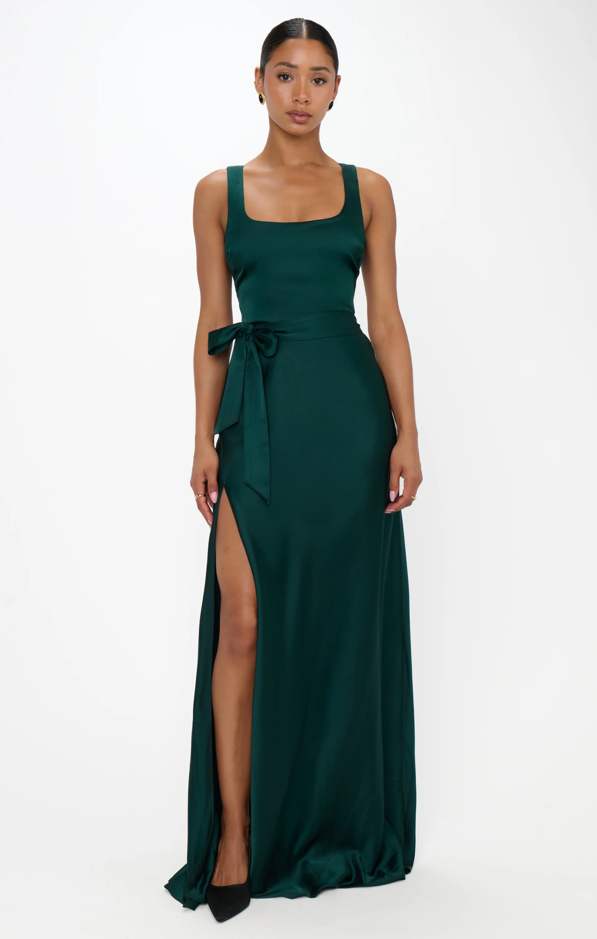 Lana Maxi Dress ~ Deep Emerald Luxe Satin