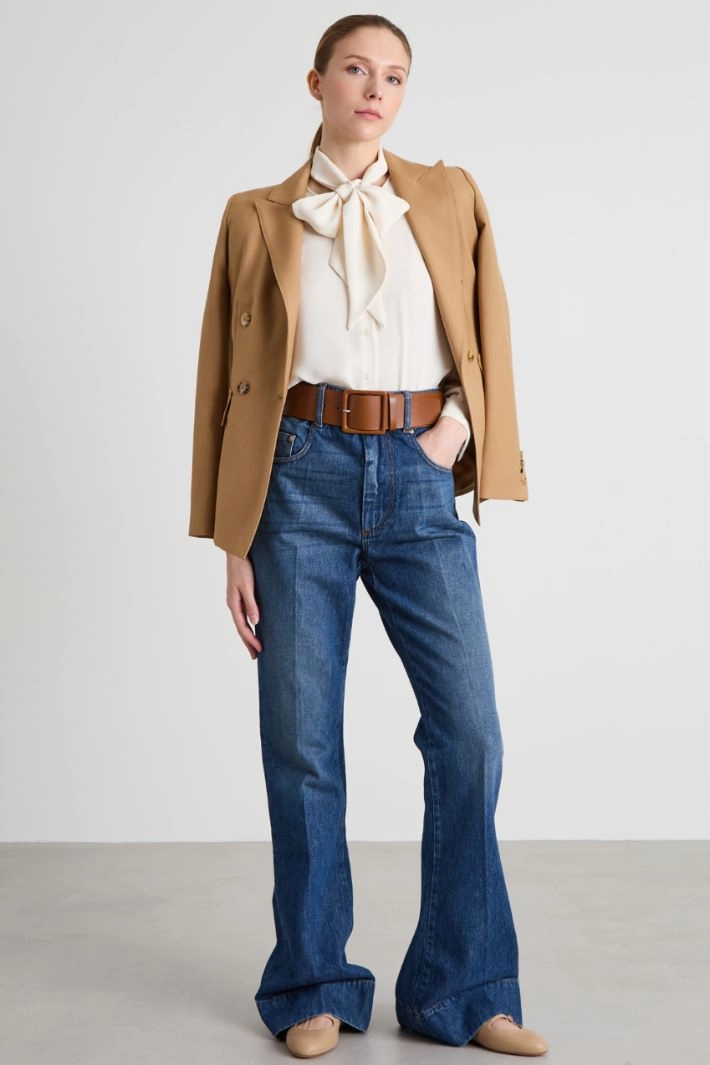 Flared pleated jeans - BLUE