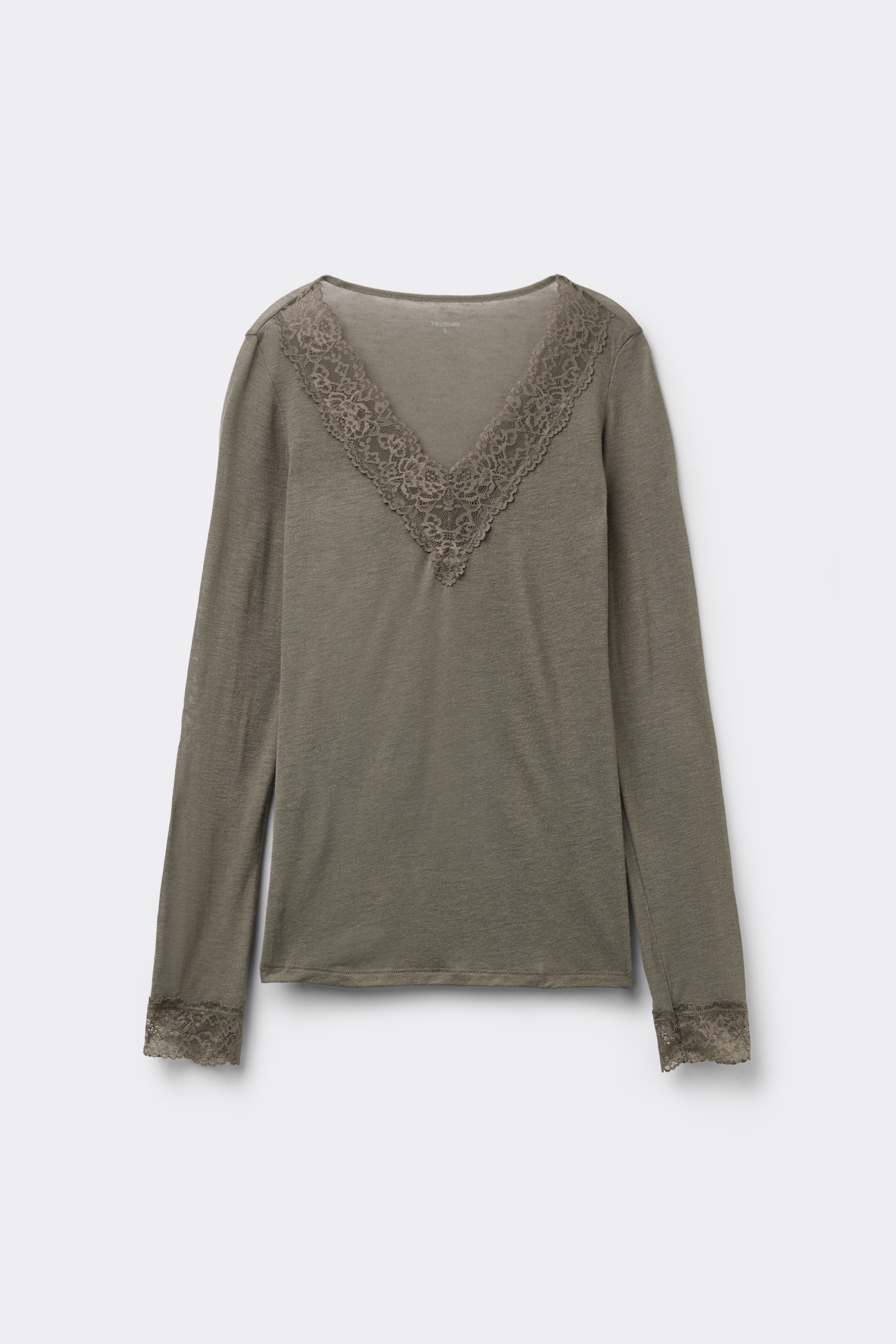 Lightweight Lace/Merino Wool Top with V-Neck
