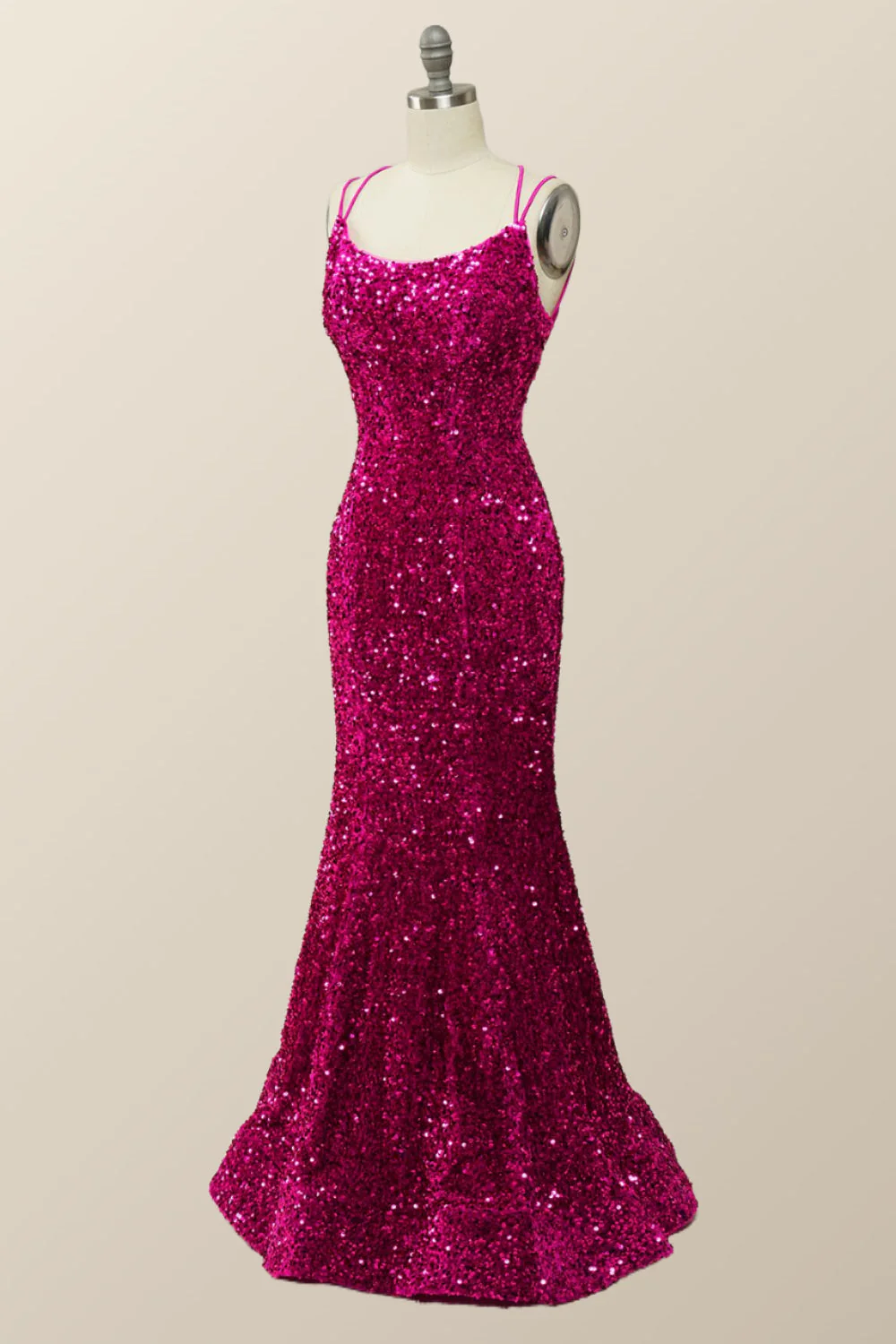 Sparkle Fuchsia Sequin Mermaid Long Formal Dress