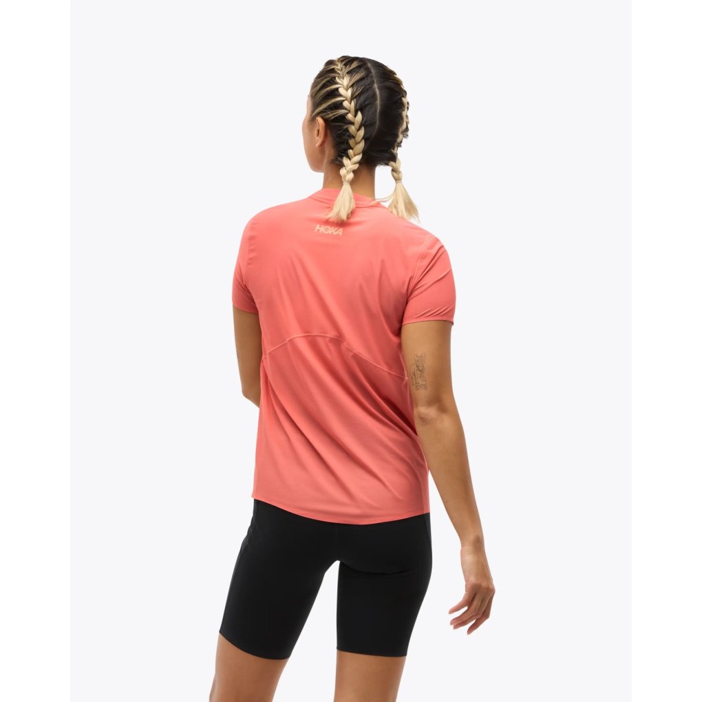 Hoka Airolite Run Short Sleeve Shirt Women - grapefruit