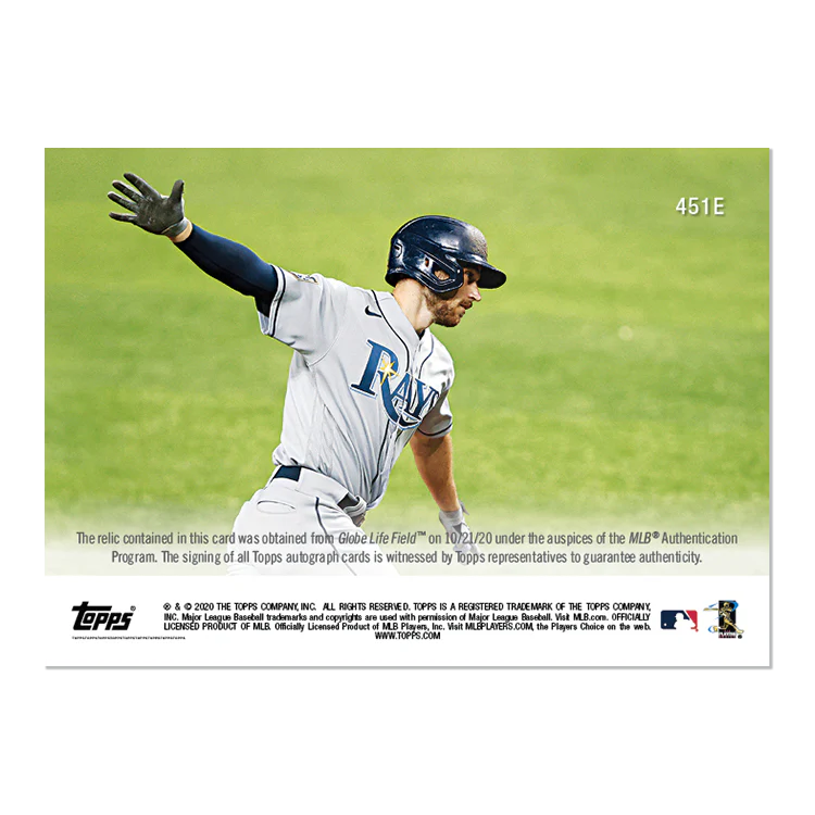 On-Card Auto-Relic # to 5 - Brandon Lowe - MLB TOPPS NOW® Card 451E