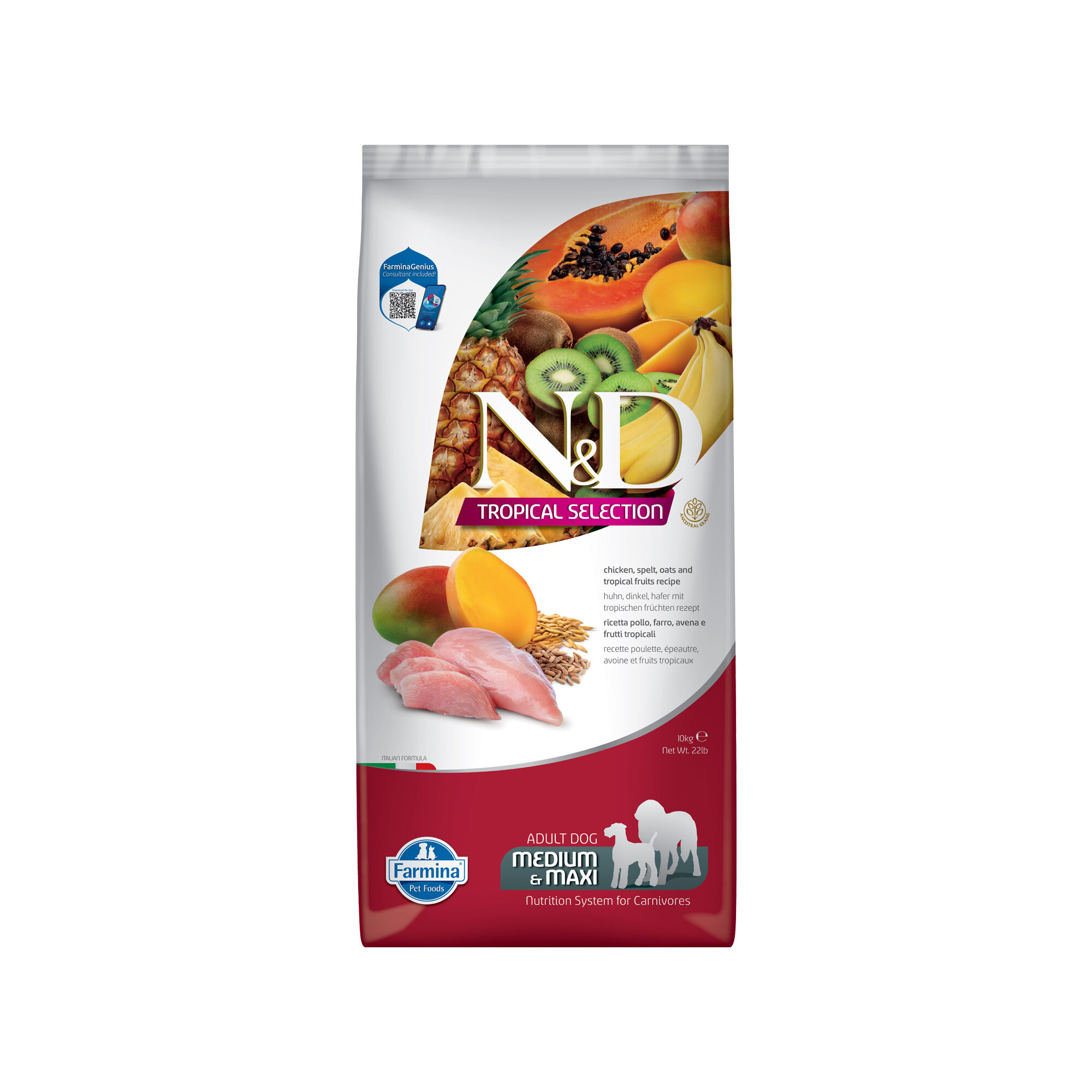 Farmina N&D Tropical Adult Medium & Maxi Dog Food - Chicken - 10 kg