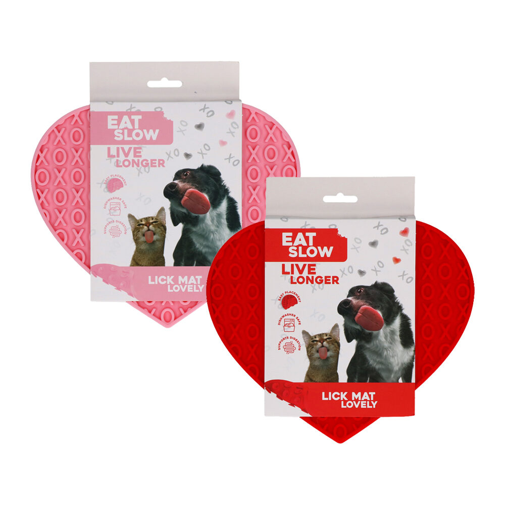 Eat Slow Live Longer Lick Mat Heart - Red