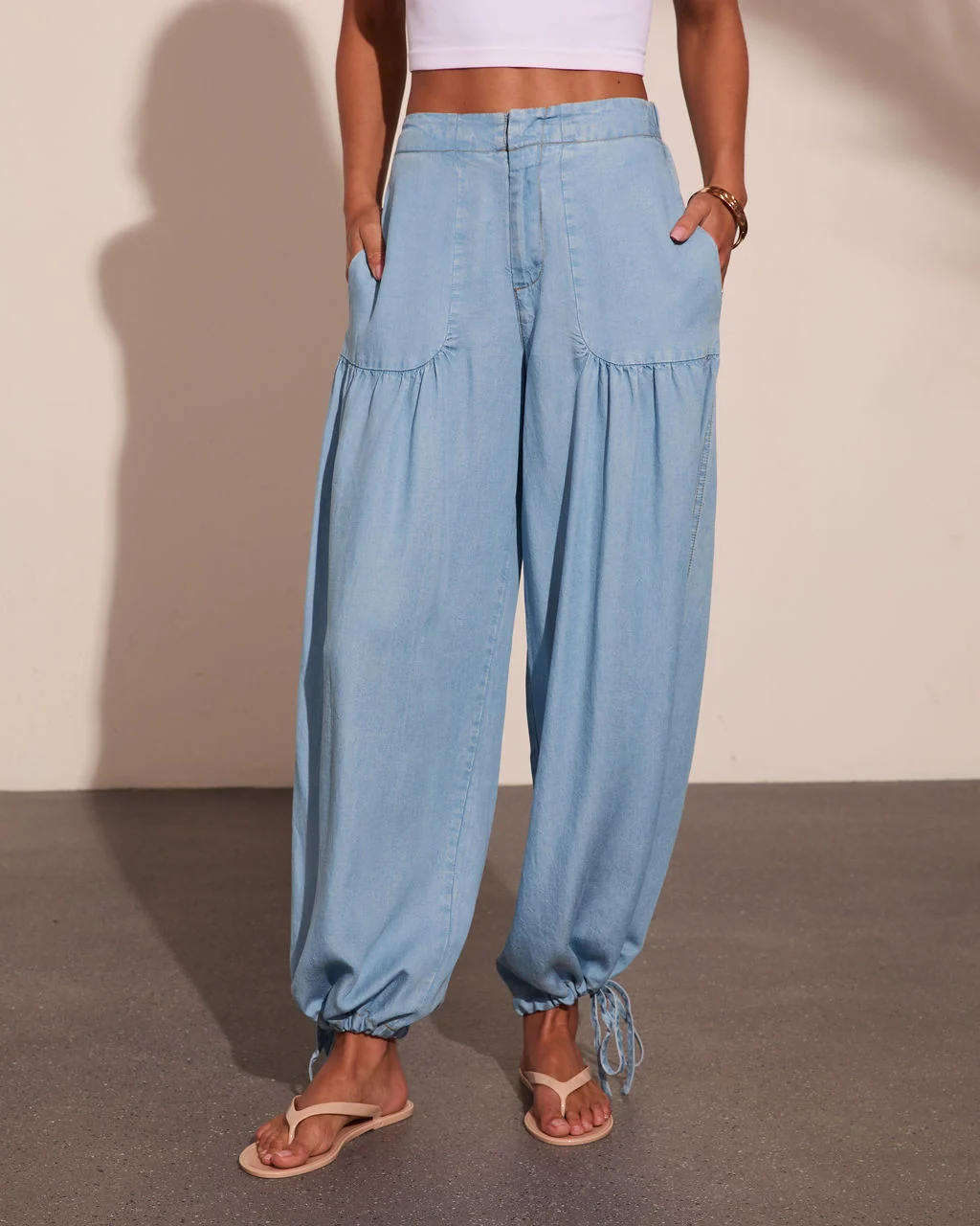 Kenlyn Drawstring Balloon Chambray Pants