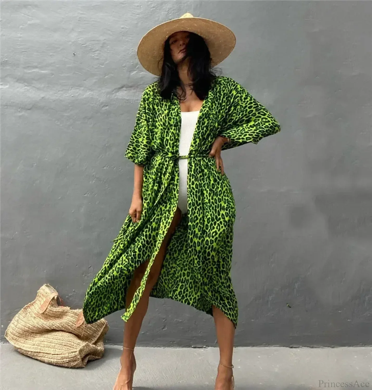 Cotton Rayon Striped Print Cardigan Boho Beach Cover up