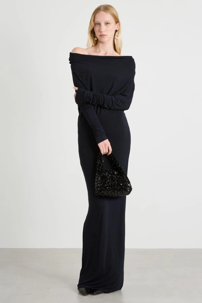 Cowl Neck Dress - BLACK