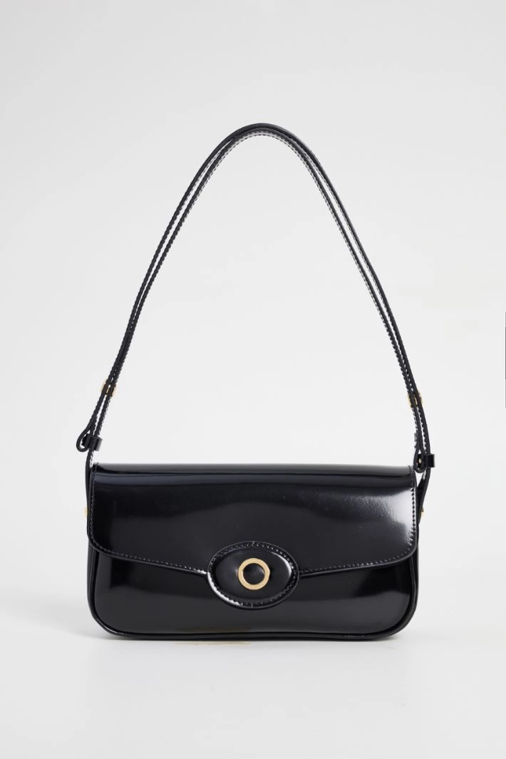 Shiny leather bag - BLACK